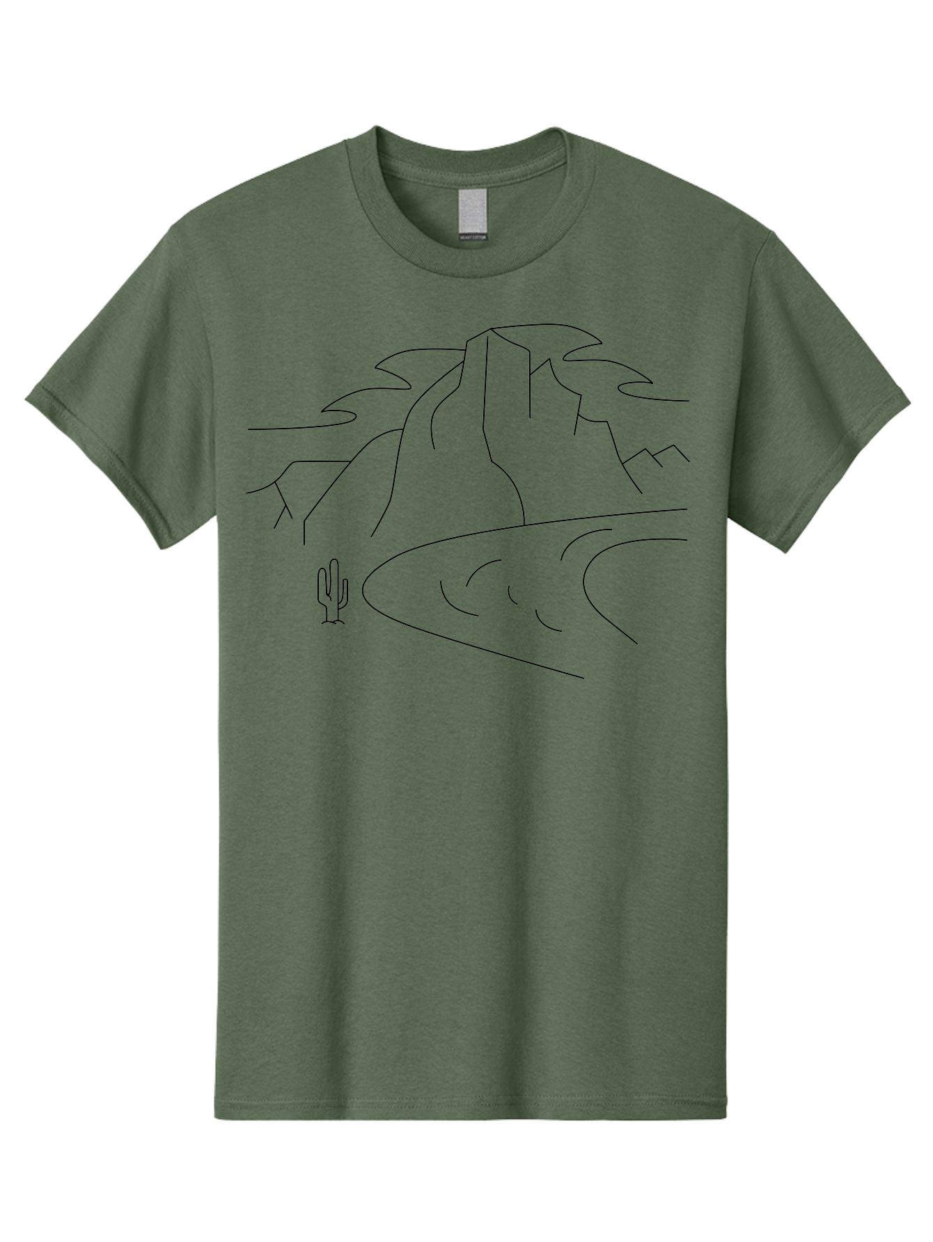 Desert-Landscape-1 Men'S Graphic Tee, 100% Cotton, Comfortable Casual Summer Wear, Machine Washable, Desert Landscape, Mountain Range, Cactus, Minimalist Art, Simple Lines, Abstract Scenery, Wilderness, Rocky Terrain - Aaa183 25