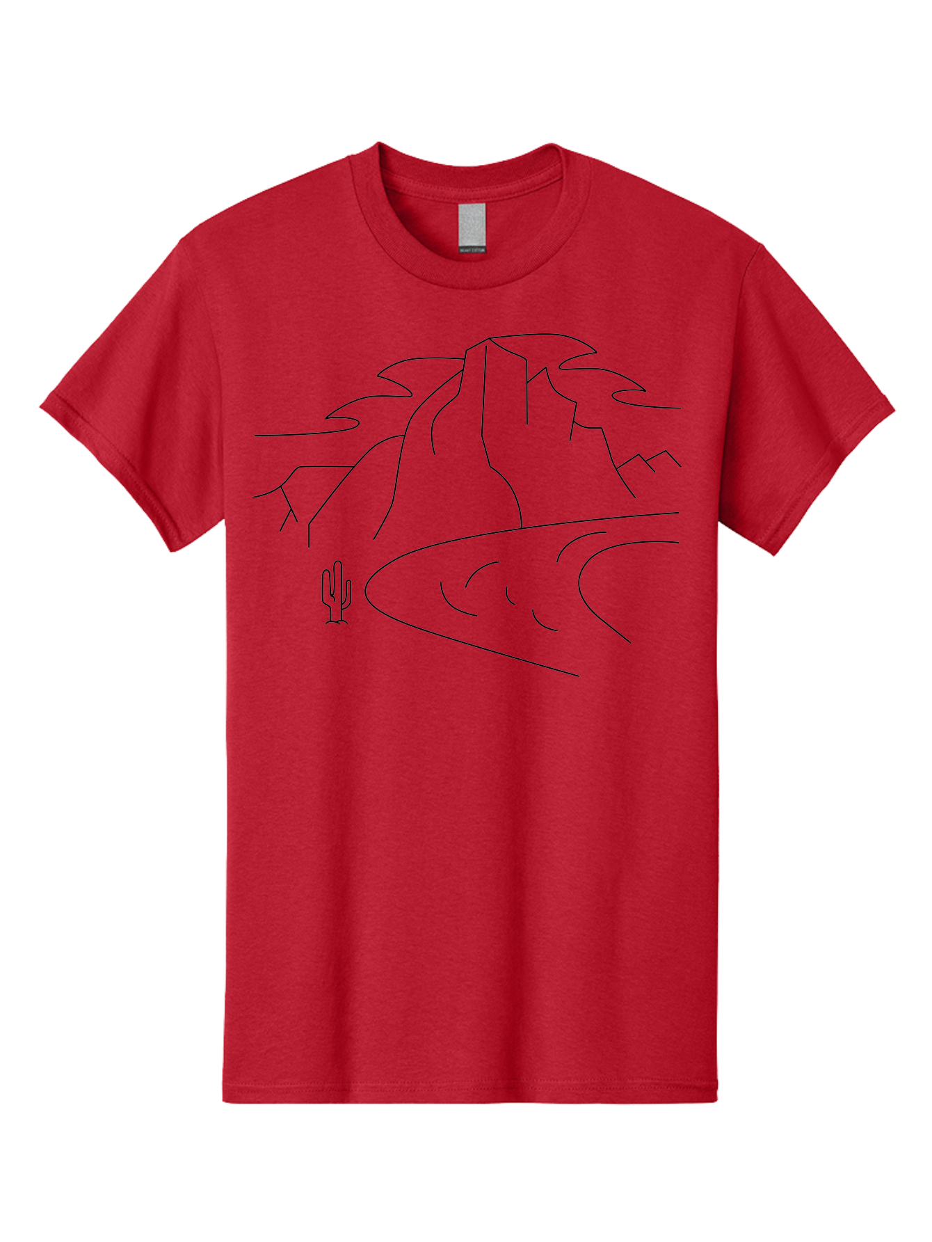 Desert-Landscape-1 Men'S Graphic Tee, 100% Cotton, Comfortable Casual Summer Wear, Machine Washable, Desert Landscape, Mountain Range, Cactus, Minimalist Art, Simple Lines, Abstract Scenery, Wilderness, Rocky Terrain - Aaa183 23