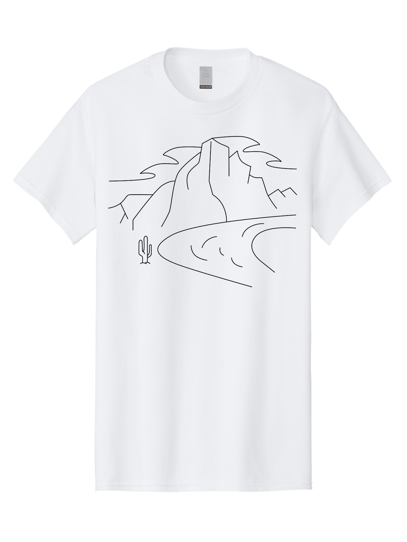 Desert-Landscape-1 Men'S Graphic Tee, 100% Cotton, Comfortable Casual Summer Wear, Machine Washable, Desert Landscape, Mountain Range, Cactus, Minimalist Art, Simple Lines, Abstract Scenery, Wilderness, Rocky Terrain - Aaa183 15