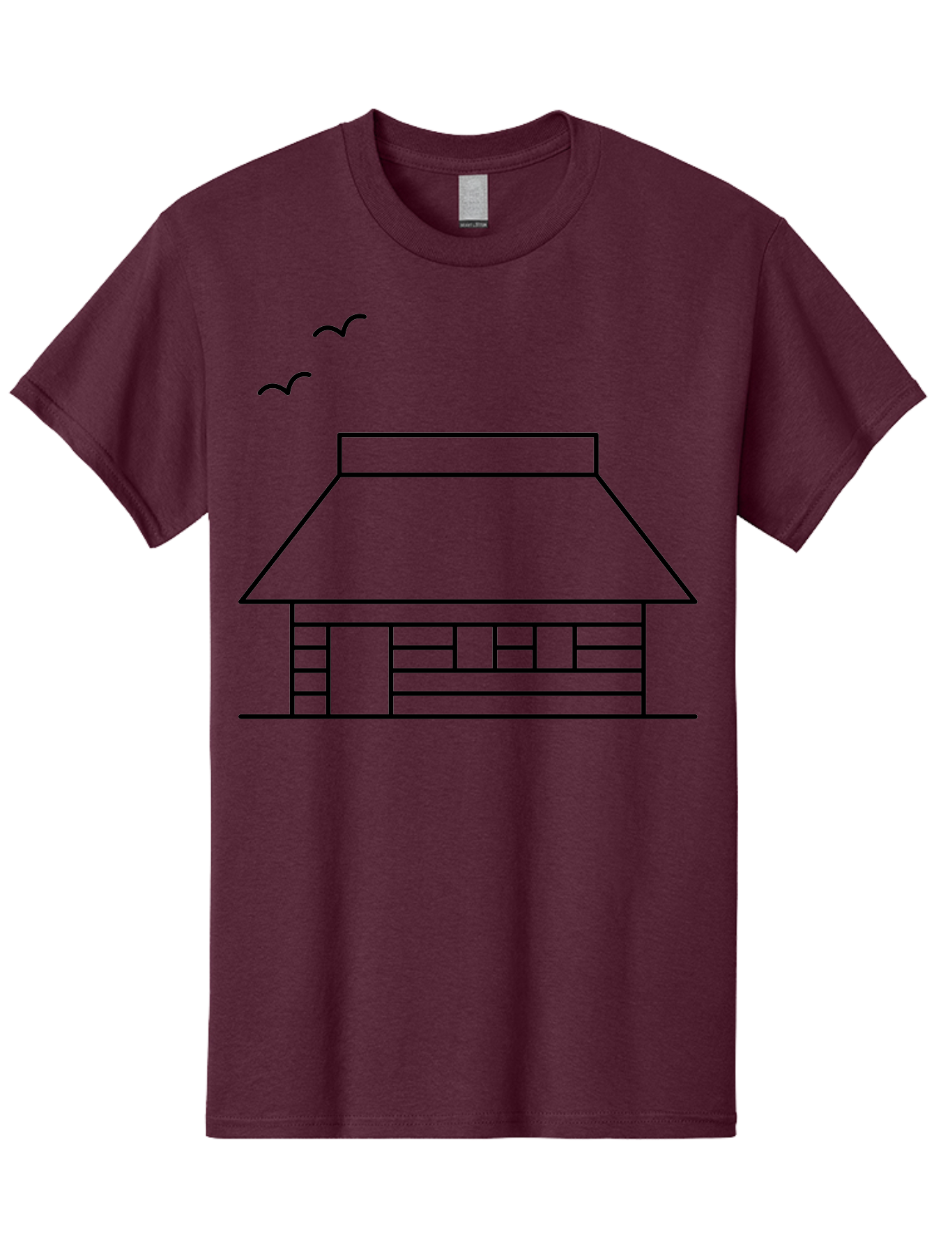 House-With-Birds Men'S Graphic Tee, 100% Cotton, Comfortable Casual Summer Wear, Machine Washable, Simple House Illustration, Minimalist Design, Birds Flying, Home Outline, Residential Architecture, Modern Graphic, Simple Shapes, - Aaa188 17