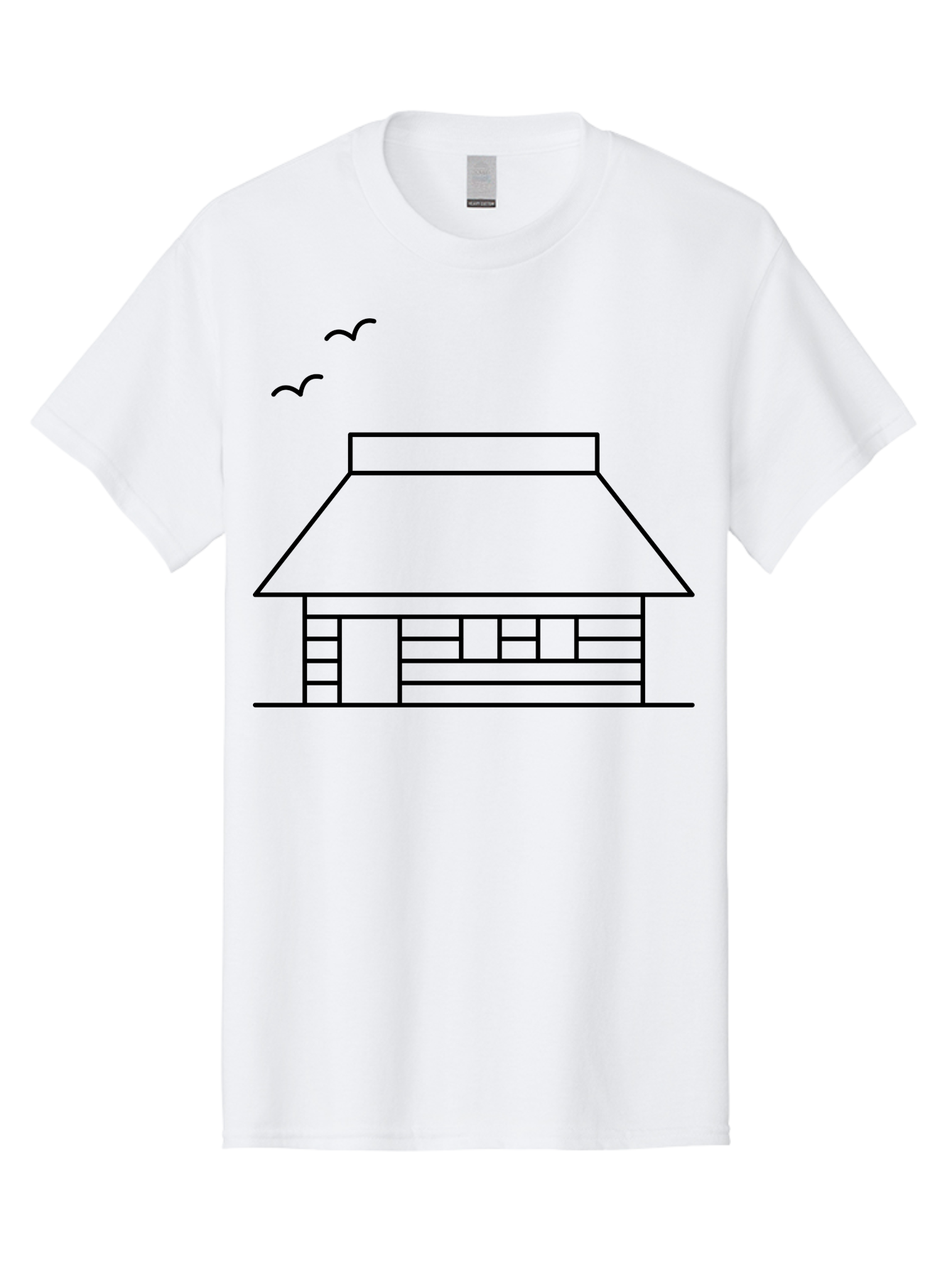 House-With-Birds Men'S Graphic Tee, 100% Cotton, Comfortable Casual Summer Wear, Machine Washable, Simple House Illustration, Minimalist Design, Birds Flying, Home Outline, Residential Architecture, Modern Graphic, Simple Shapes, - Aaa188 23