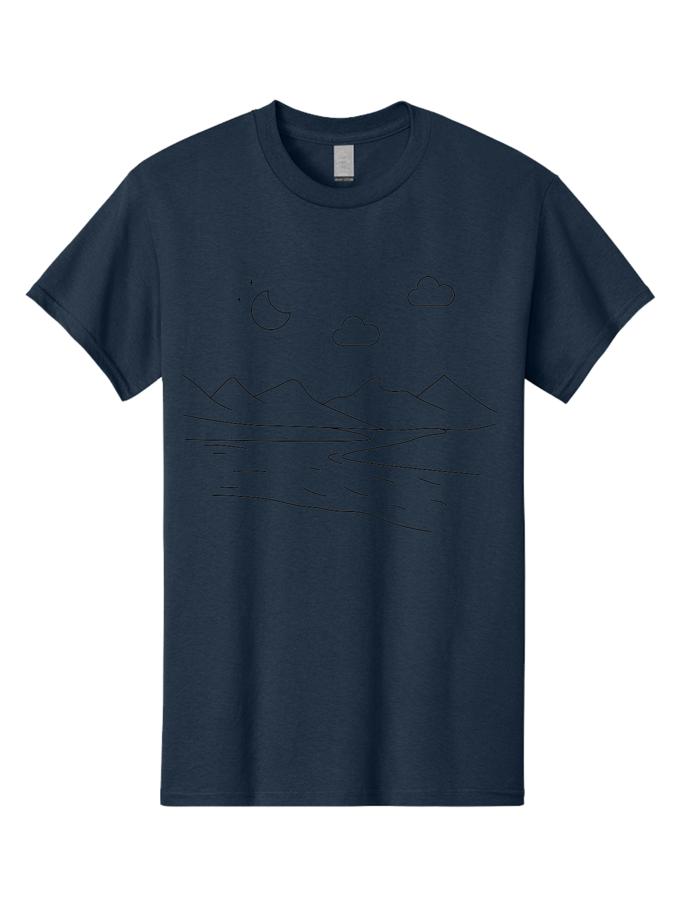 Moon-Stars-And-Clouds Men'S Graphic Tee, 100% Cotton, Comfortable Casual Summer Wear, Machine Washable, Moon And Stars, Serene Landscape, Majestic Mountains, Calm Water, Peaceful Atmosphere, Minimalist Design, Simple Art - Aaa195 9