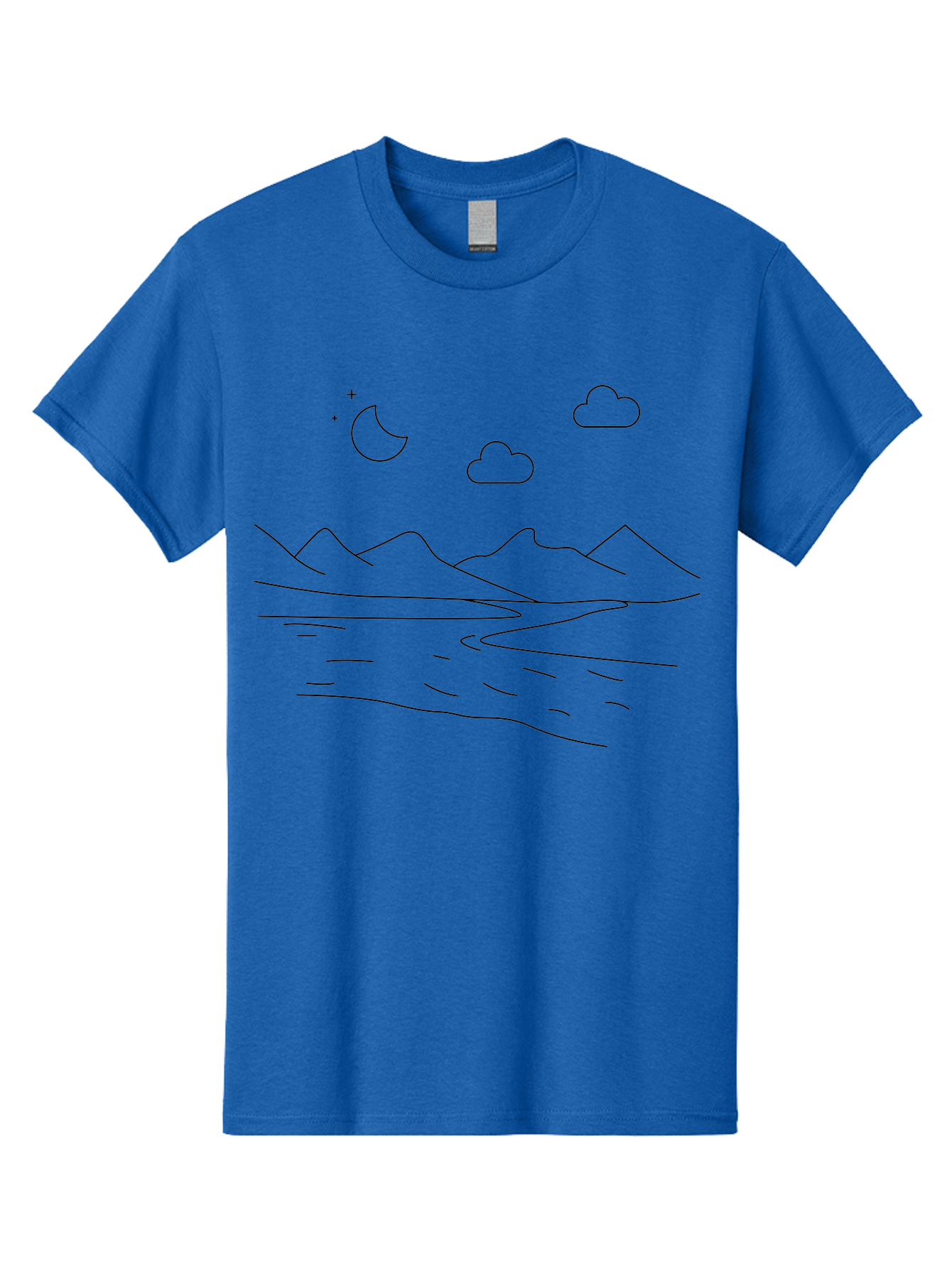 Moon-Stars-And-Clouds Men'S Graphic Tee, 100% Cotton, Comfortable Casual Summer Wear, Machine Washable, Moon And Stars, Serene Landscape, Majestic Mountains, Calm Water, Peaceful Atmosphere, Minimalist Design, Simple Art - Aaa195 11