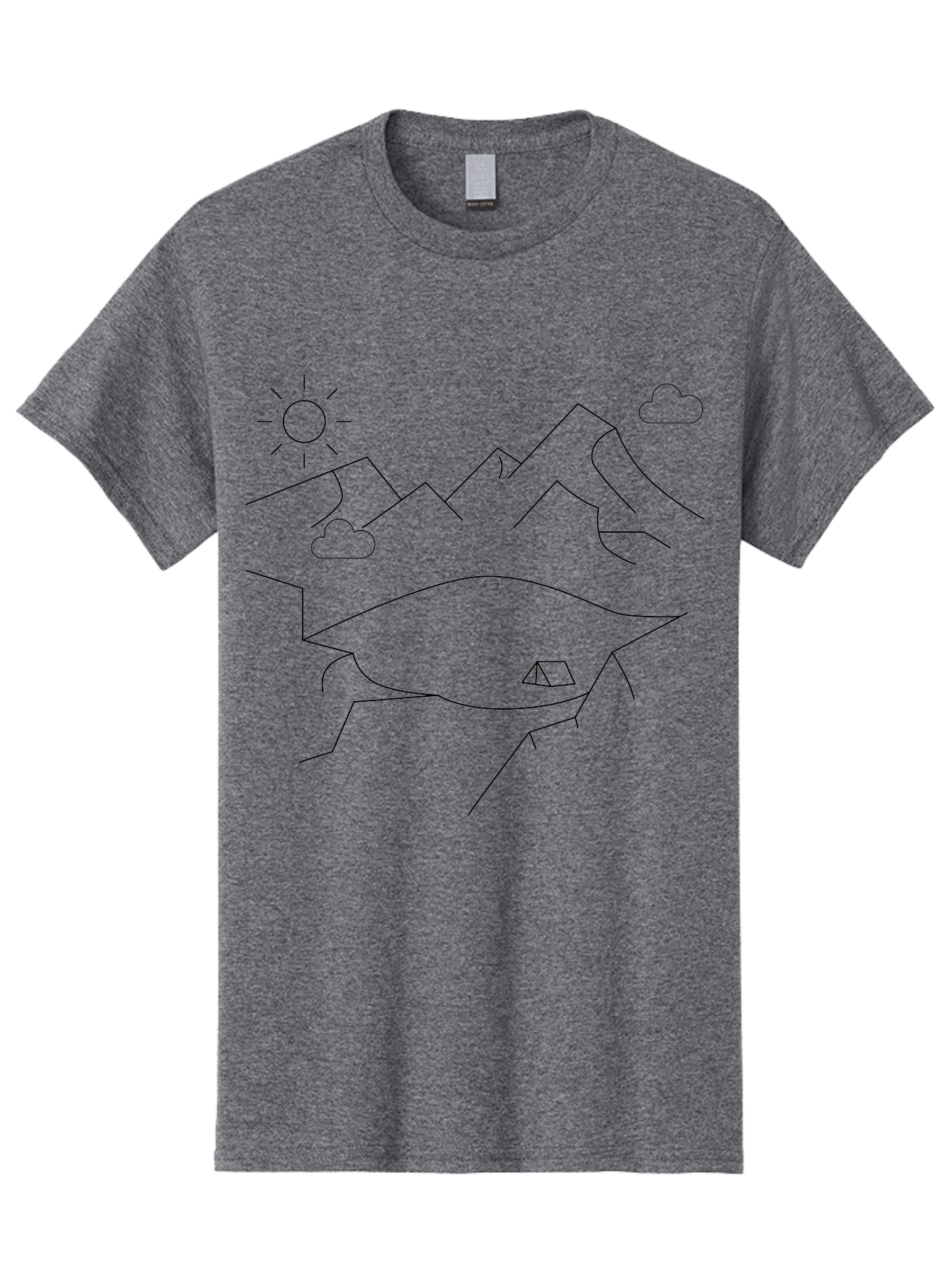 Mountain-Landscape Men'S Graphic Tee, 100% Cotton, Comfortable Casual Summer Wear, Machine Washable, Outdoor Adventure, Nature Escape, Mountains, Tent, Simple Drawing, Serene Landscape, Camping, Scenic View - Aaa198 3