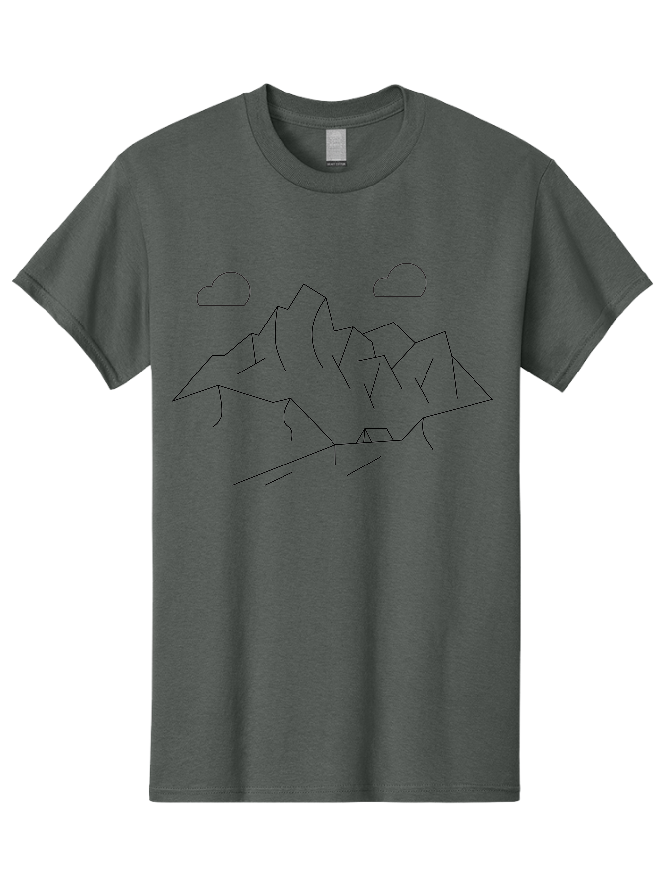 Mountain-Range Men'S Graphic Tee, 100% Cotton, Comfortable Casual Summer Wear, Machine Washable, Mountain Landscape, Simple Line Art, Minimalist Design, Clouds, Outdoor Scenery, Natural Beauty, Serene Atmosphere, Modern Illustrations, - Aaa199 23