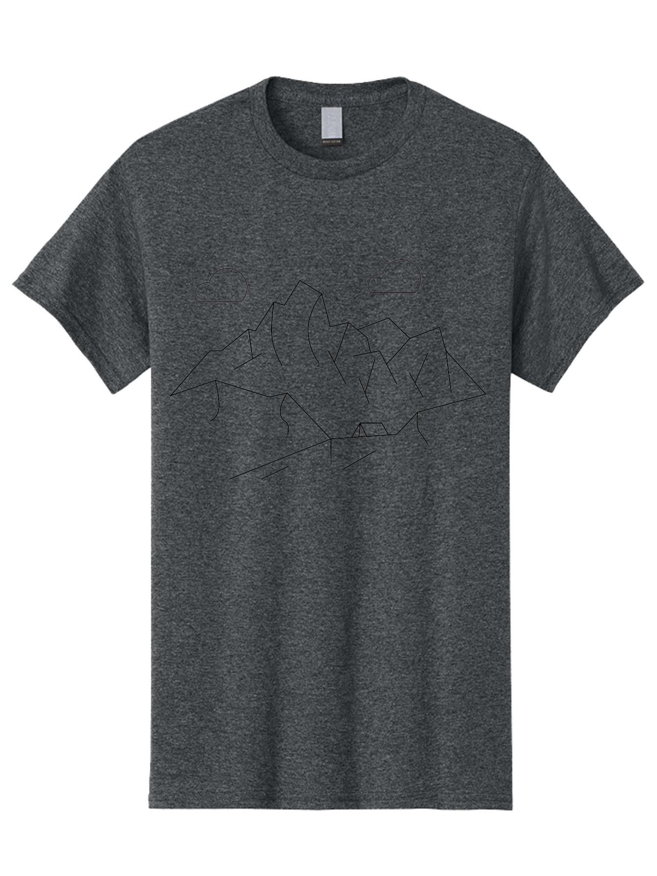 Mountain-Range Men'S Graphic Tee, 100% Cotton, Comfortable Casual Summer Wear, Machine Washable, Mountain Landscape, Simple Line Art, Minimalist Design, Clouds, Outdoor Scenery, Natural Beauty, Serene Atmosphere, Modern Illustrations, - Aaa199 3