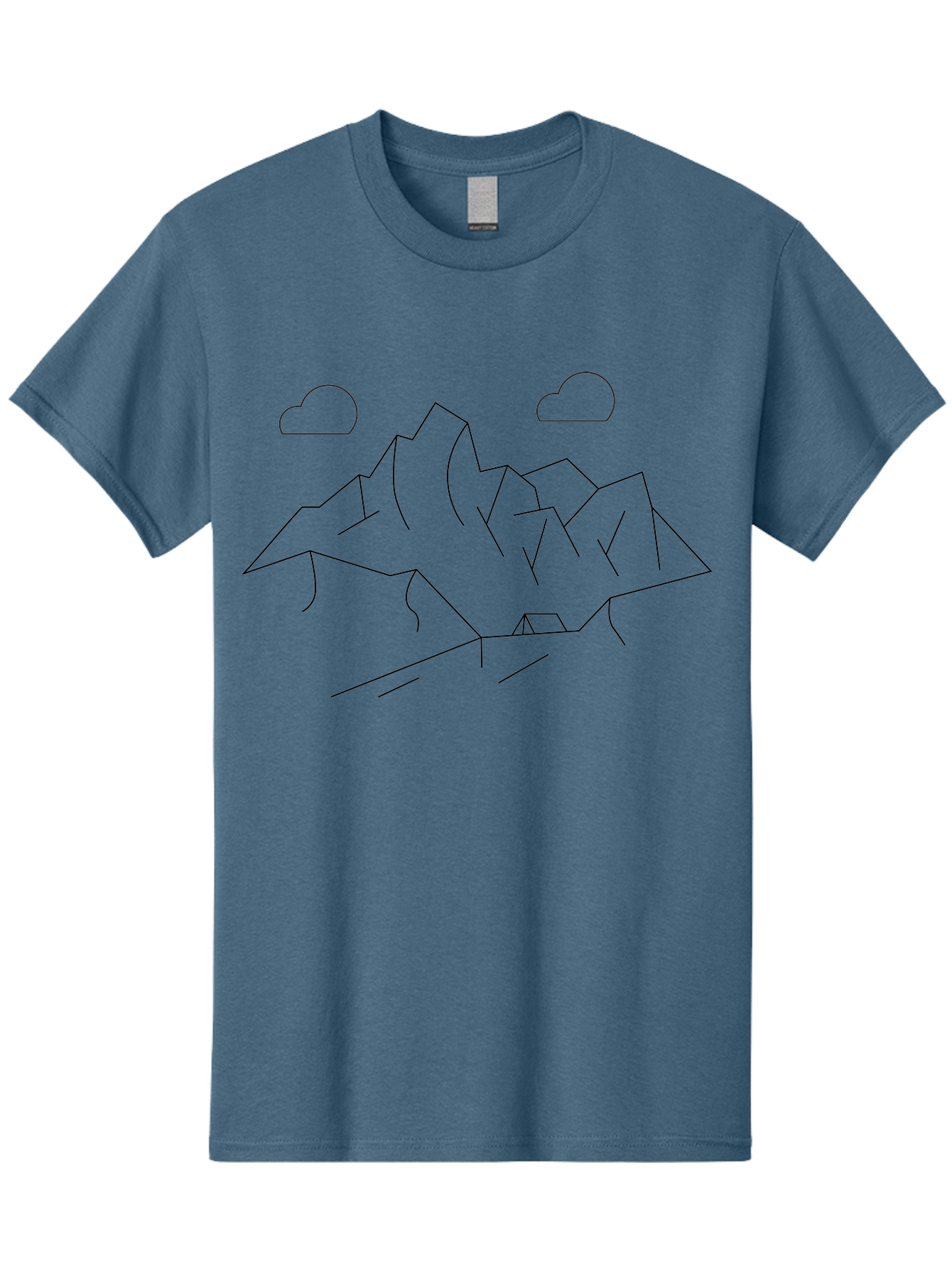 Mountain-Range Men'S Graphic Tee, 100% Cotton, Comfortable Casual Summer Wear, Machine Washable, Mountain Landscape, Simple Line Art, Minimalist Design, Clouds, Outdoor Scenery, Natural Beauty, Serene Atmosphere, Modern Illustrations, - Aaa199 29