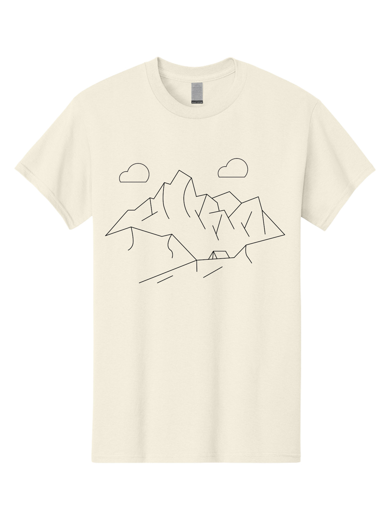 Mountain-Range Men'S Graphic Tee, 100% Cotton, Comfortable Casual Summer Wear, Machine Washable, Mountain Landscape, Simple Line Art, Minimalist Design, Clouds, Outdoor Scenery, Natural Beauty, Serene Atmosphere, Modern Illustrations, - Aaa199 17