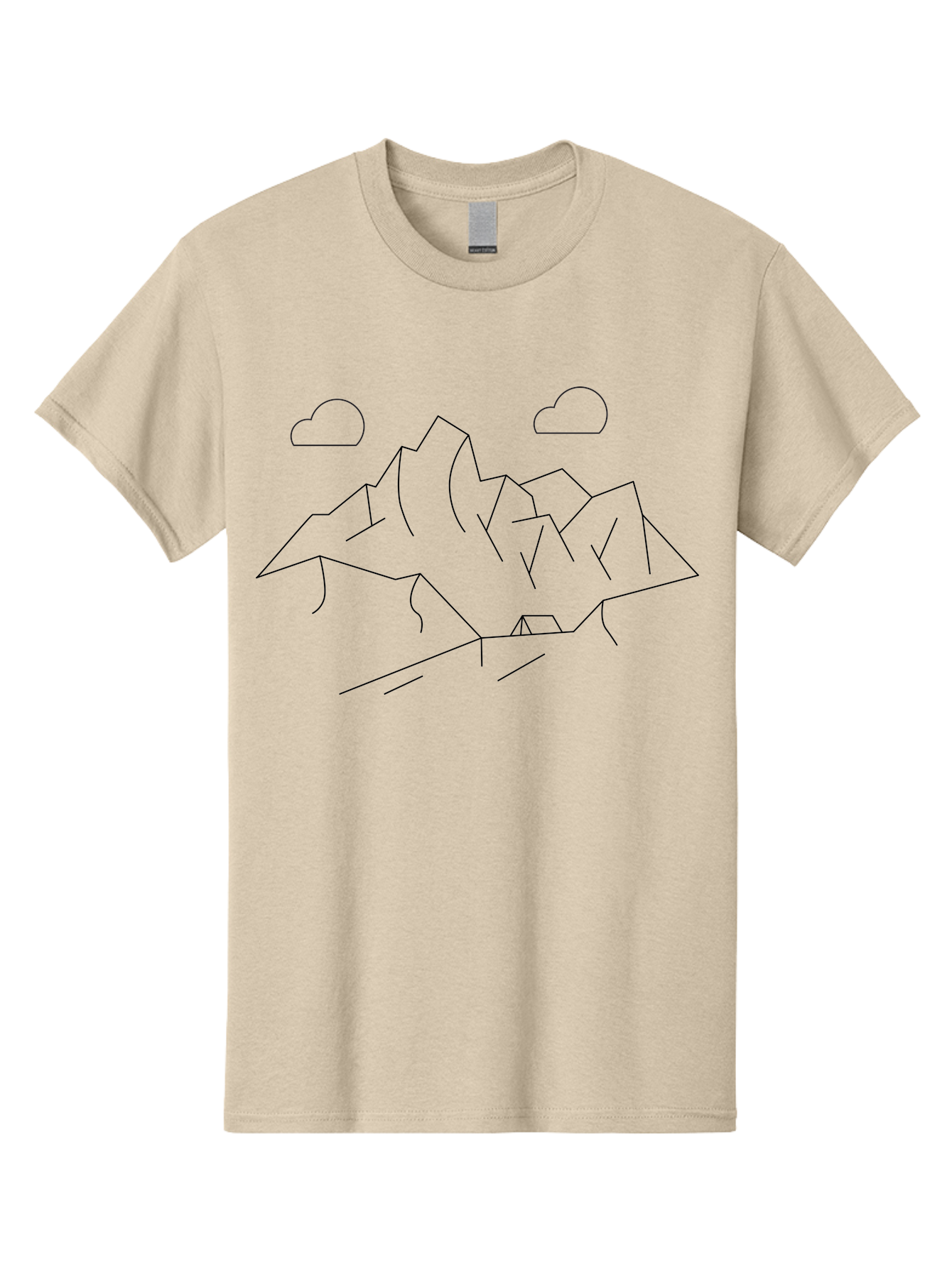 Mountain-Range Men'S Graphic Tee, 100% Cotton, Comfortable Casual Summer Wear, Machine Washable, Mountain Landscape, Simple Line Art, Minimalist Design, Clouds, Outdoor Scenery, Natural Beauty, Serene Atmosphere, Modern Illustrations, - Aaa199 13