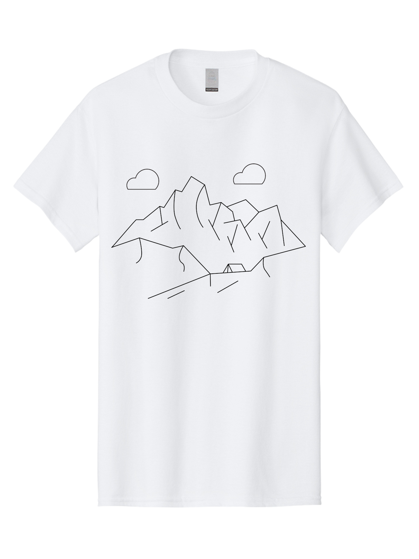 Mountain-Range Men'S Graphic Tee, 100% Cotton, Comfortable Casual Summer Wear, Machine Washable, Mountain Landscape, Simple Line Art, Minimalist Design, Clouds, Outdoor Scenery, Natural Beauty, Serene Atmosphere, Modern Illustrations, - Aaa199 19