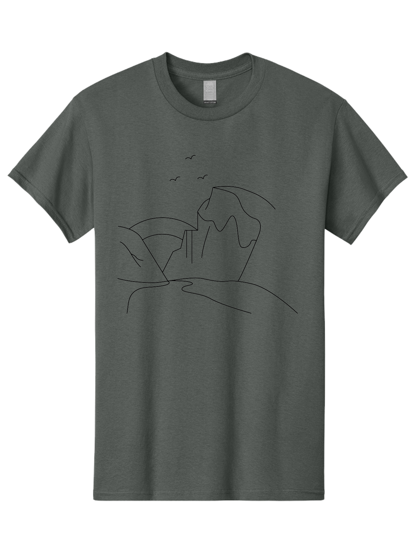 Simple-Cliff Men'S Graphic Tee, 100% Cotton, Comfortable Casual Summer Wear, Machine Washable, Cliffside Landscape, Minimalist Design, Birds In Flight, Scenic View, Natural Scenery, Simple Lines, Modern Art, Serene Atmosphere - Aaa204 3