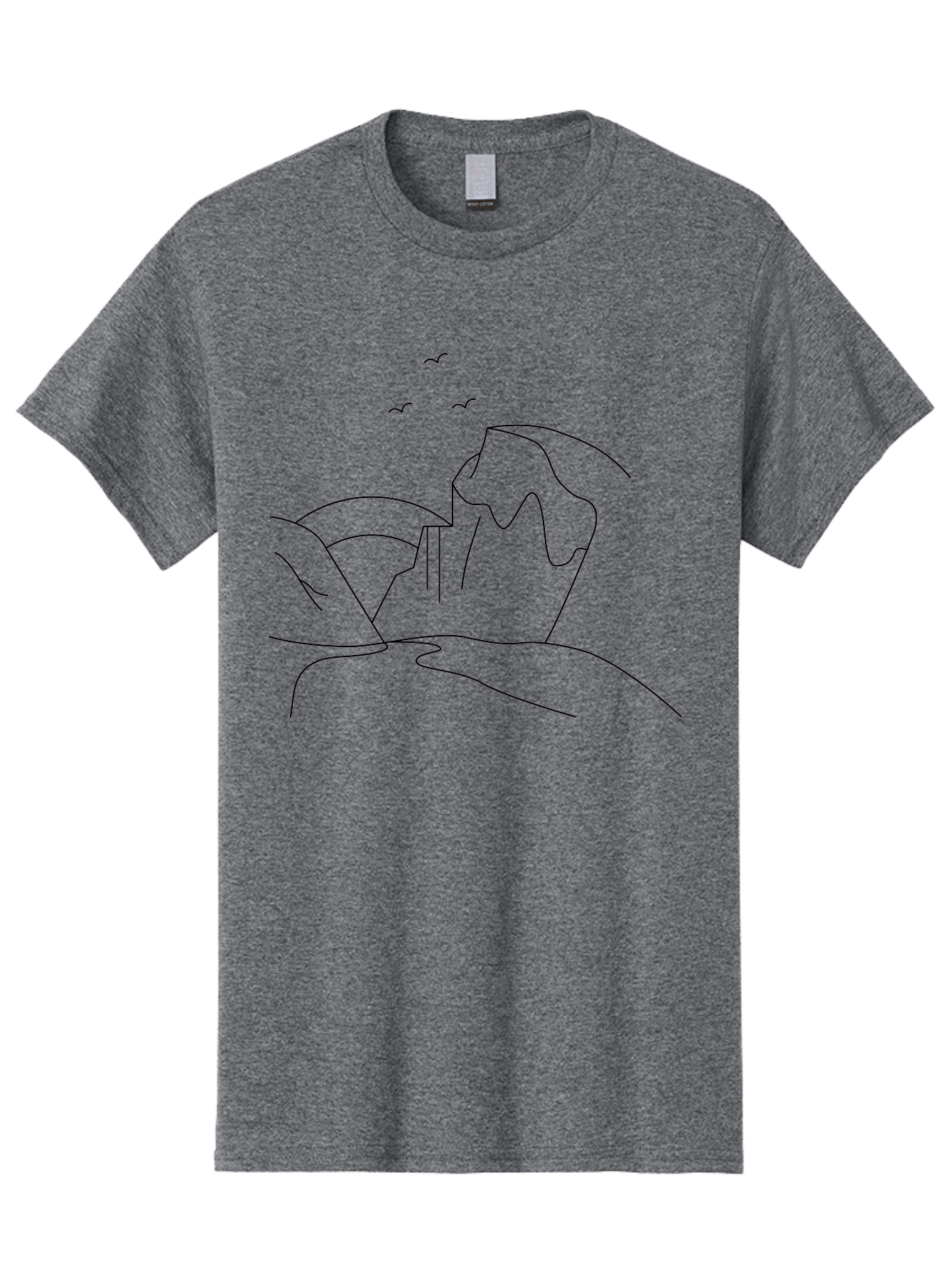Simple-Cliff Men'S Graphic Tee, 100% Cotton, Comfortable Casual Summer Wear, Machine Washable, Cliffside Landscape, Minimalist Design, Birds In Flight, Scenic View, Natural Scenery, Simple Lines, Modern Art, Serene Atmosphere - Aaa204 13