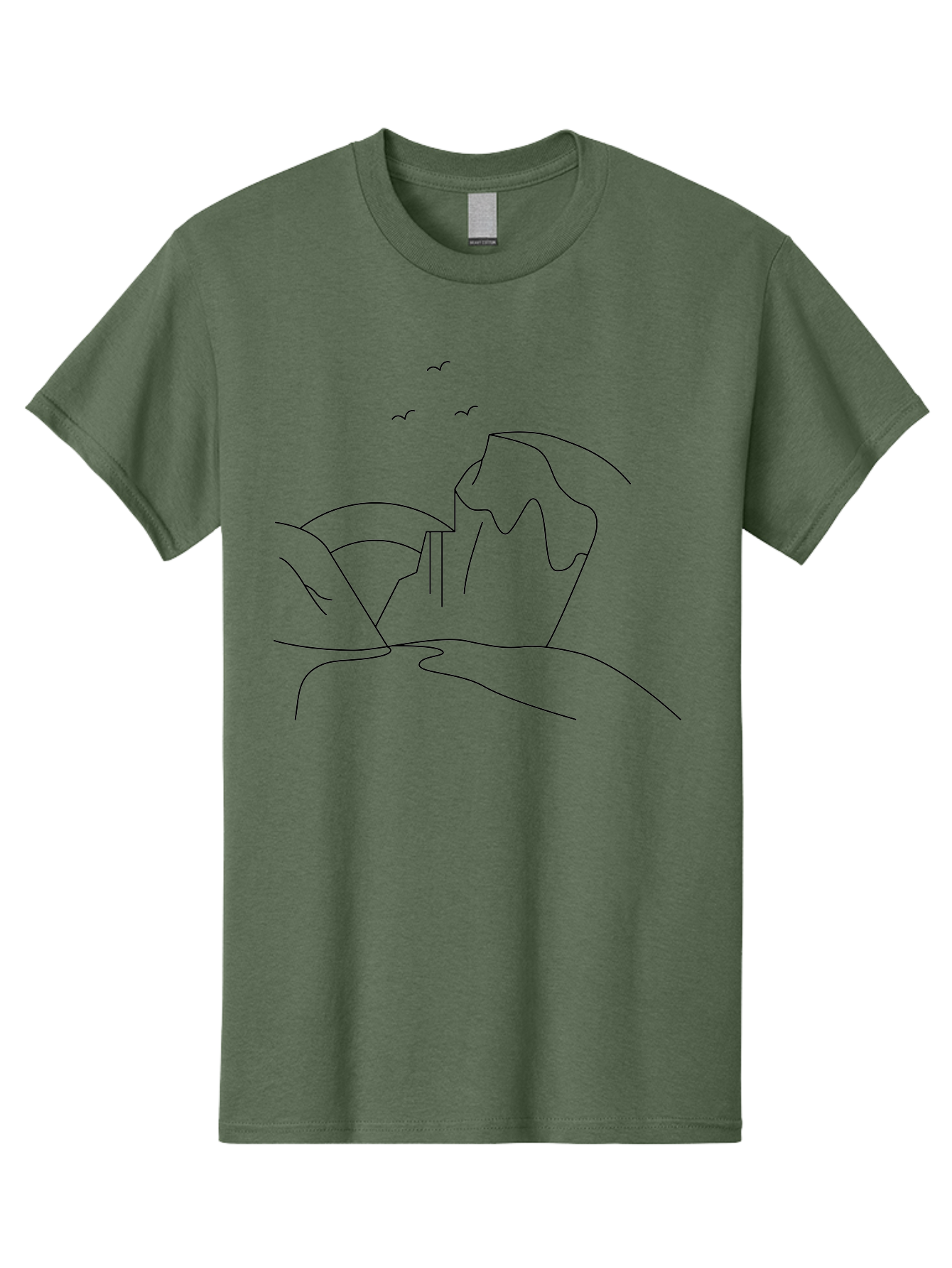 Simple-Cliff Men'S Graphic Tee, 100% Cotton, Comfortable Casual Summer Wear, Machine Washable, Cliffside Landscape, Minimalist Design, Birds In Flight, Scenic View, Natural Scenery, Simple Lines, Modern Art, Serene Atmosphere - Aaa204 21