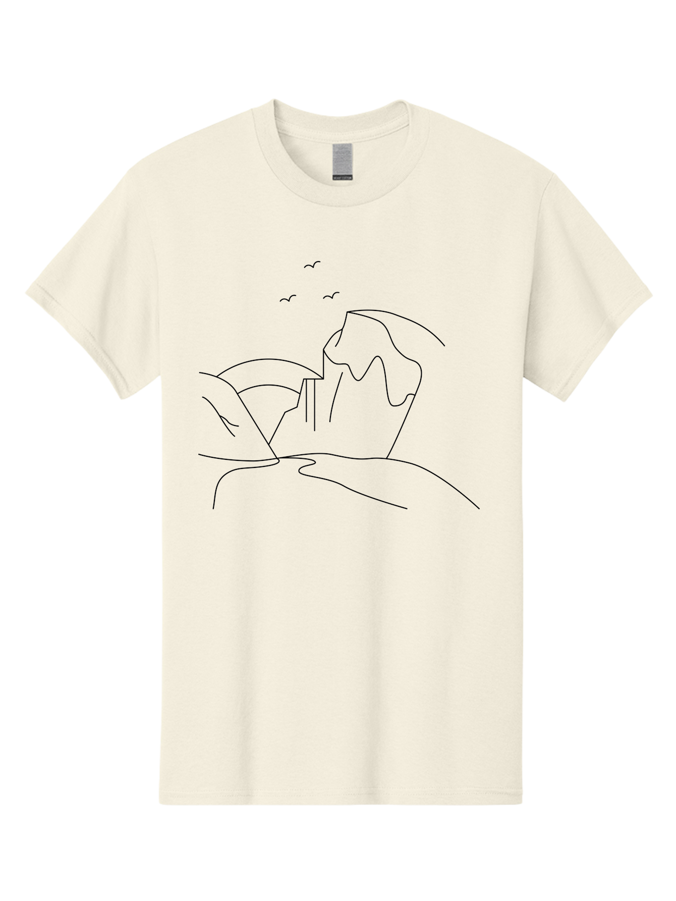 Simple-Cliff Men'S Graphic Tee, 100% Cotton, Comfortable Casual Summer Wear, Machine Washable, Cliffside Landscape, Minimalist Design, Birds In Flight, Scenic View, Natural Scenery, Simple Lines, Modern Art, Serene Atmosphere - Aaa204 15