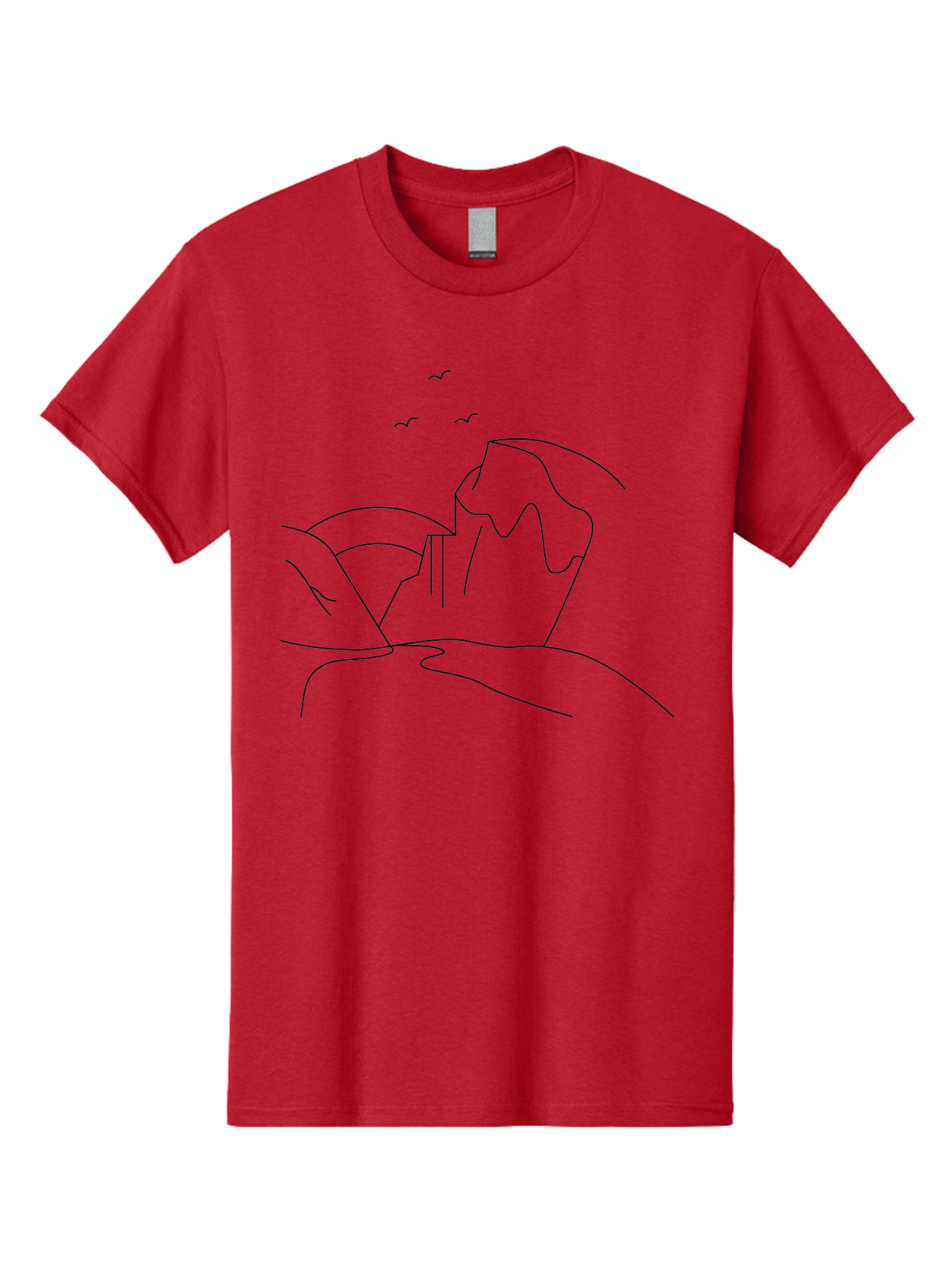 Simple-Cliff Men'S Graphic Tee, 100% Cotton, Comfortable Casual Summer Wear, Machine Washable, Cliffside Landscape, Minimalist Design, Birds In Flight, Scenic View, Natural Scenery, Simple Lines, Modern Art, Serene Atmosphere - Aaa204 17