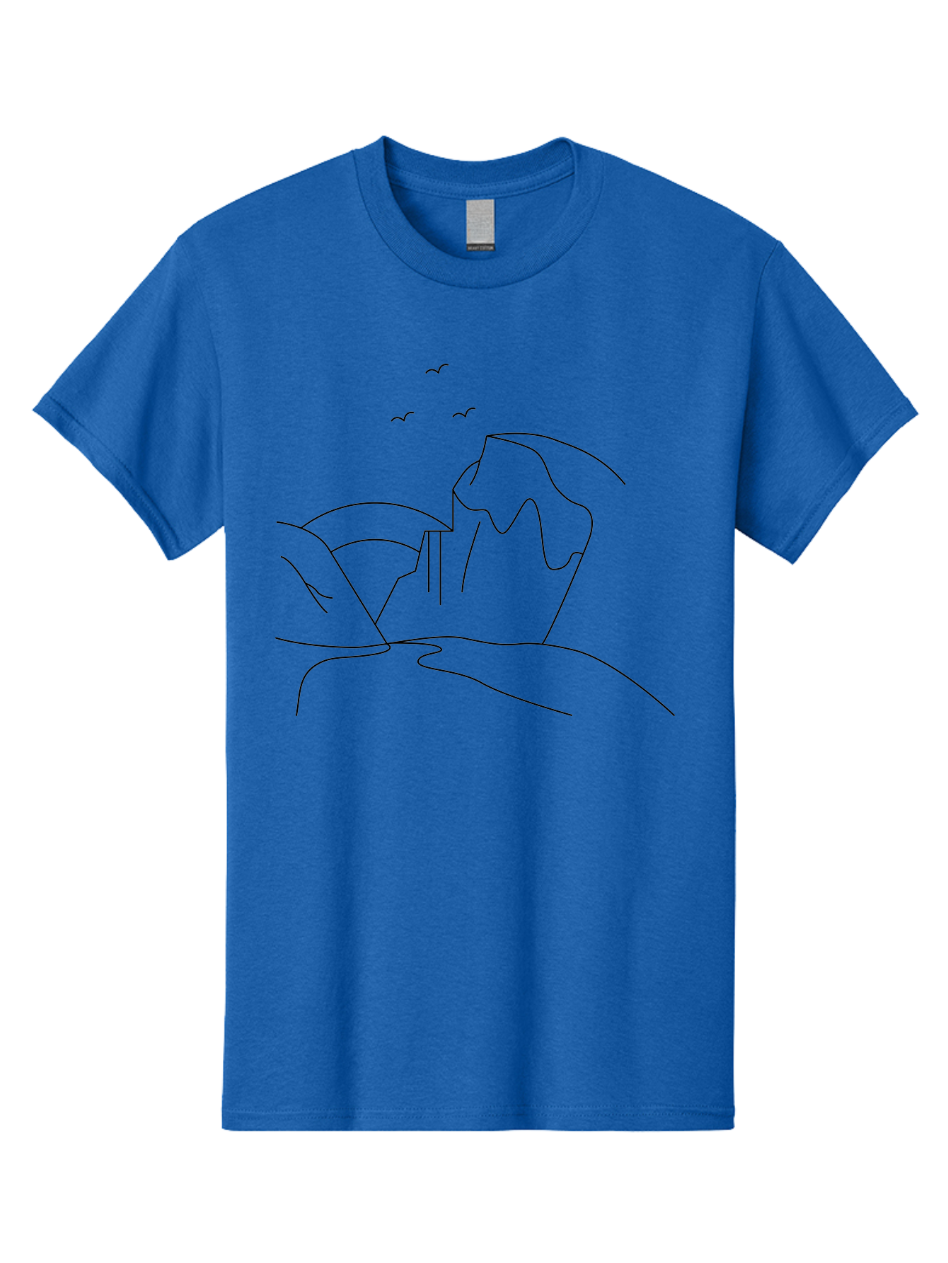 Simple-Cliff Men'S Graphic Tee, 100% Cotton, Comfortable Casual Summer Wear, Machine Washable, Cliffside Landscape, Minimalist Design, Birds In Flight, Scenic View, Natural Scenery, Simple Lines, Modern Art, Serene Atmosphere - Aaa204 9