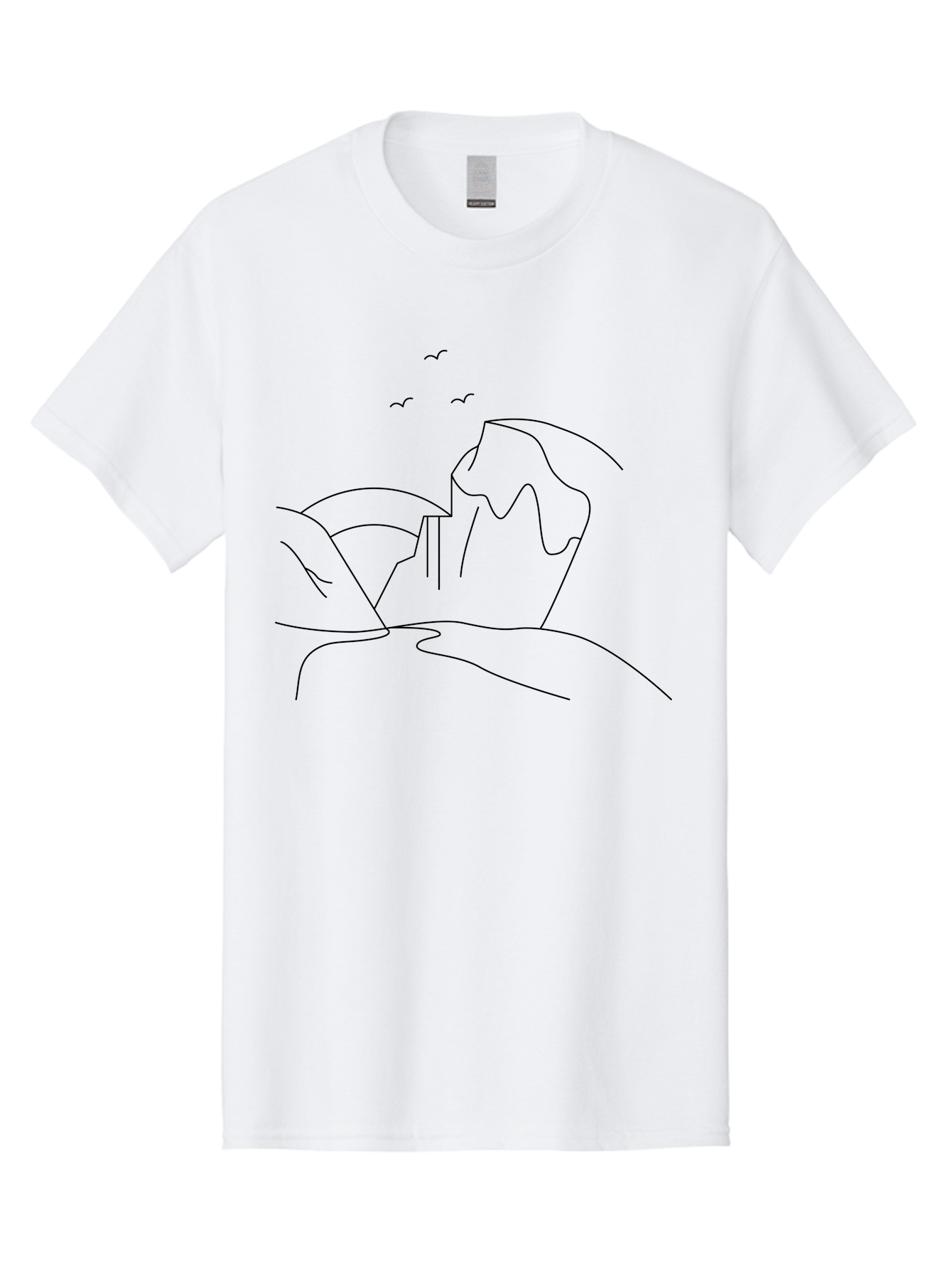Simple-Cliff Men'S Graphic Tee, 100% Cotton, Comfortable Casual Summer Wear, Machine Washable, Cliffside Landscape, Minimalist Design, Birds In Flight, Scenic View, Natural Scenery, Simple Lines, Modern Art, Serene Atmosphere - Aaa204 5
