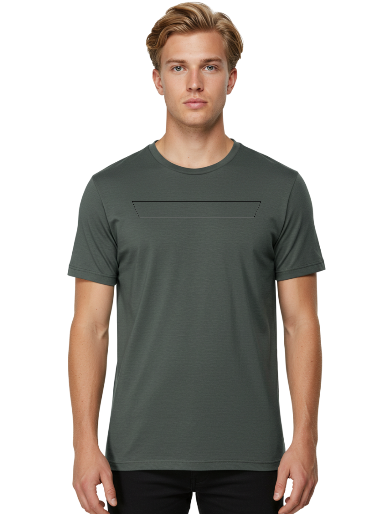 Simple-Trapezoid Men'S Graphic Tee, 100% Cotton, Comfortable Casual Summer Wear, Machine Washable, Simple Line Drawing, Minimalist Design, Geometric Shape, Trough Outline, Black Outline - Aaa205 26