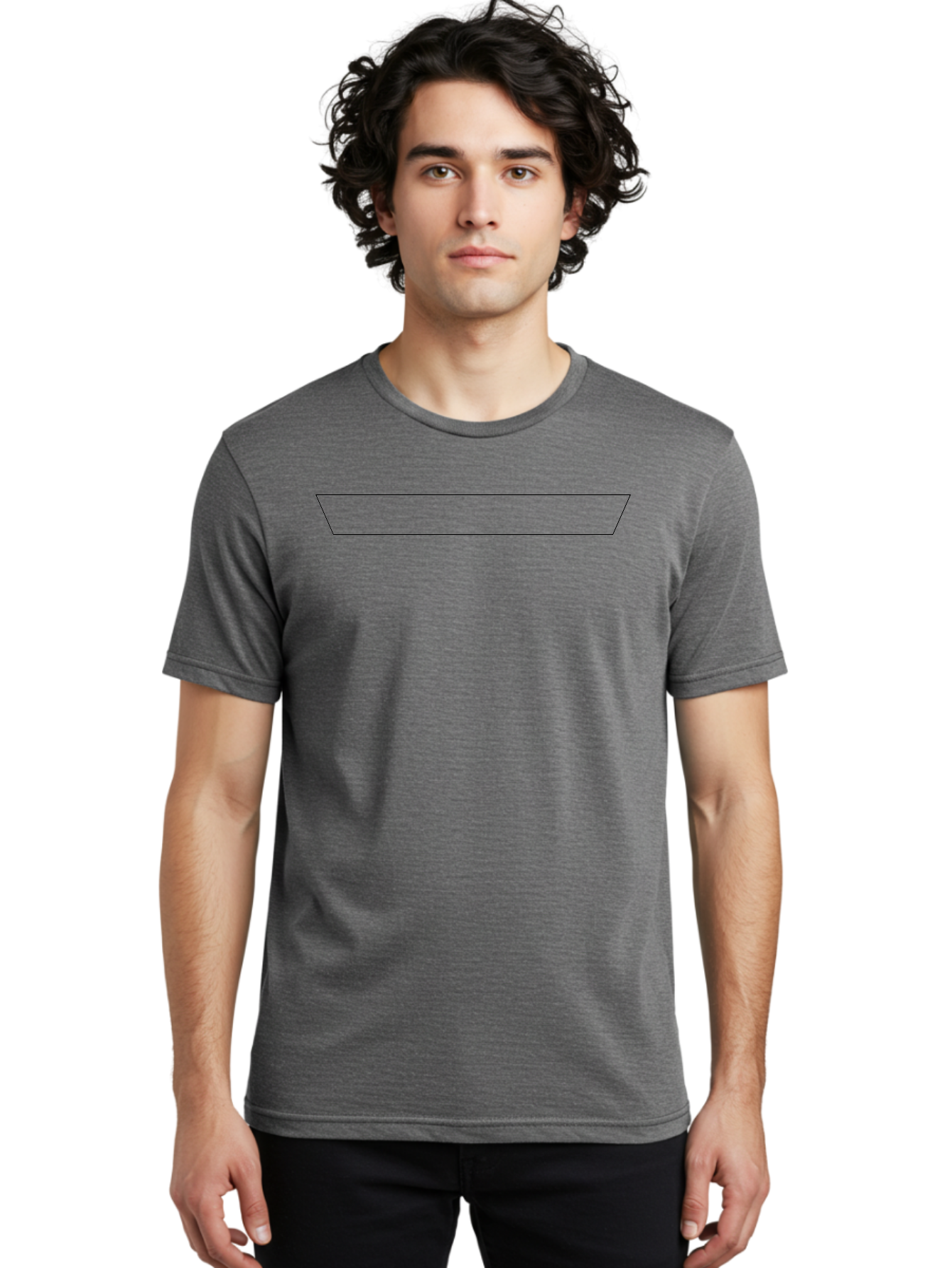 Simple-Trapezoid Men'S Graphic Tee, 100% Cotton, Comfortable Casual Summer Wear, Machine Washable, Simple Line Drawing, Minimalist Design, Geometric Shape, Trough Outline, Black Outline - Aaa205 18