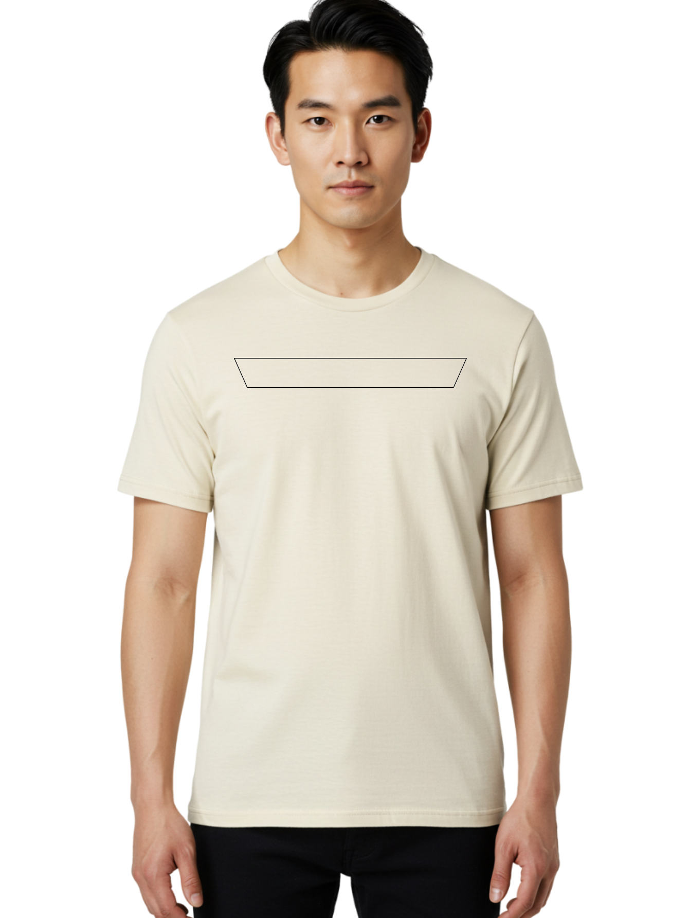 Simple-Trapezoid Men'S Graphic Tee, 100% Cotton, Comfortable Casual Summer Wear, Machine Washable, Simple Line Drawing, Minimalist Design, Geometric Shape, Trough Outline, Black Outline - Aaa205 24