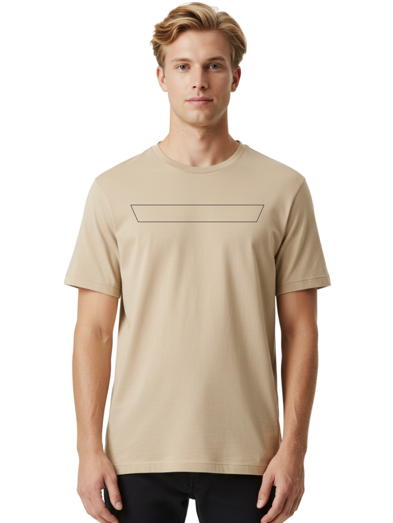 Simple-Trapezoid Men'S Graphic Tee, 100% Cotton, Comfortable Casual Summer Wear, Machine Washable, Simple Line Drawing, Minimalist Design, Geometric Shape, Trough Outline, Black Outline - Aaa205 28