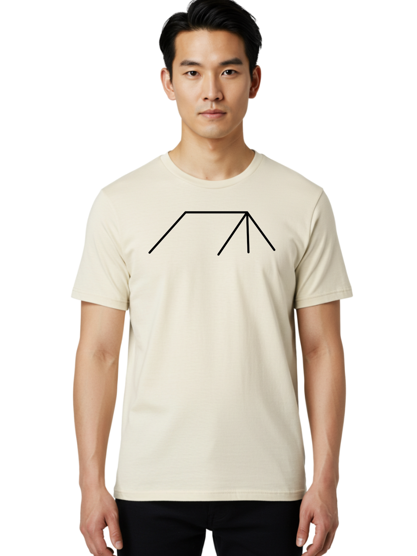 Stick-Figure Men'S Graphic Tee, 100% Cotton, Comfortable Casual Summer Wear, Machine Washable, Simple Line Drawing, Geometric Shape, Abstract Design, Minimalist Art, Black Lines, Simple Graphics - Aaa206 20