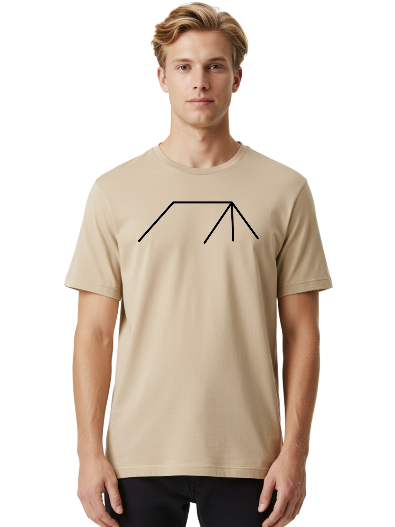 Stick-Figure Men'S Graphic Tee, 100% Cotton, Comfortable Casual Summer Wear, Machine Washable, Simple Line Drawing, Geometric Shape, Abstract Design, Minimalist Art, Black Lines, Simple Graphics - Aaa206 16