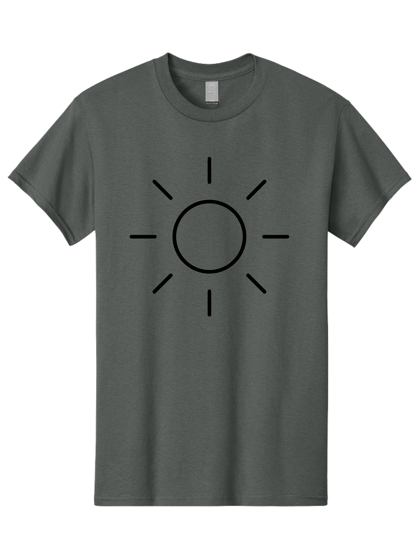 Sun-Symbol Men'S Graphic Tee, 100% Cotton, Comfortable Casual Summer Wear, Machine Washable, Sun Symbol, Simple Design, Minimalist Icon, Black Outline, Sun Illustration, Weather Symbol, Sunshine Graphic - Aaa207 23