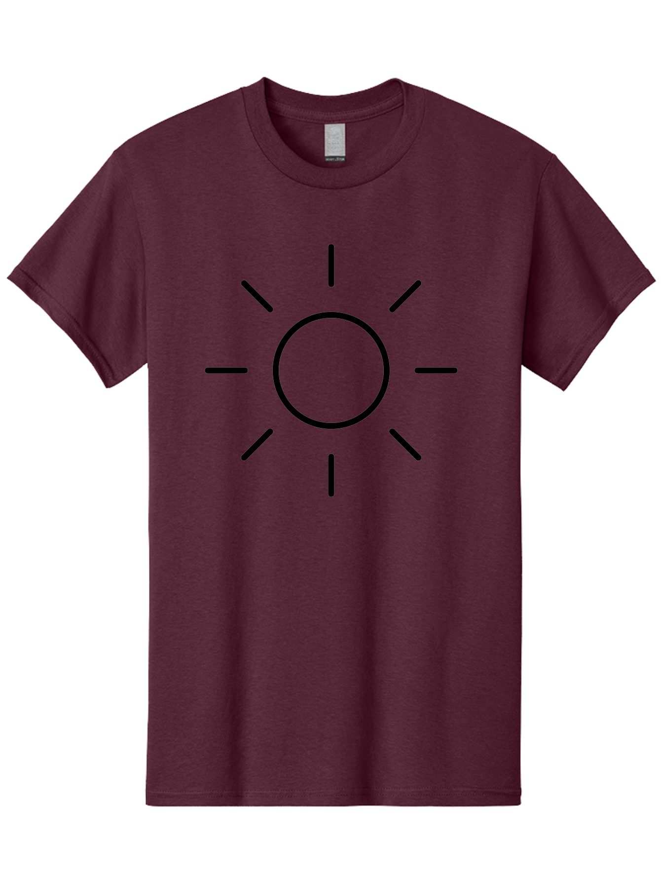 Sun-Symbol Men'S Graphic Tee, 100% Cotton, Comfortable Casual Summer Wear, Machine Washable, Sun Symbol, Simple Design, Minimalist Icon, Black Outline, Sun Illustration, Weather Symbol, Sunshine Graphic - Aaa207 17