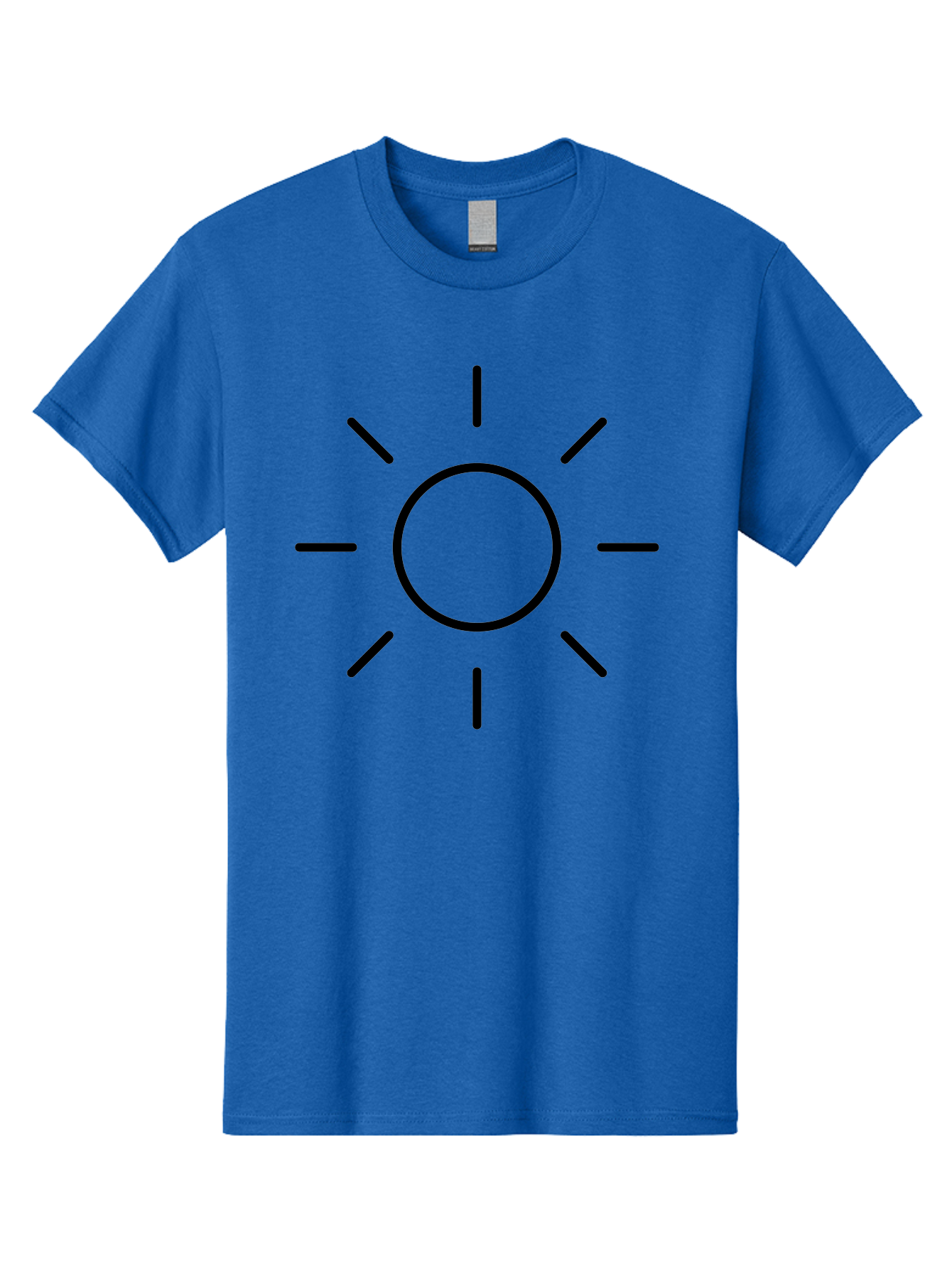 Sun-Symbol Men'S Graphic Tee, 100% Cotton, Comfortable Casual Summer Wear, Machine Washable, Sun Symbol, Simple Design, Minimalist Icon, Black Outline, Sun Illustration, Weather Symbol, Sunshine Graphic - Aaa207 25
