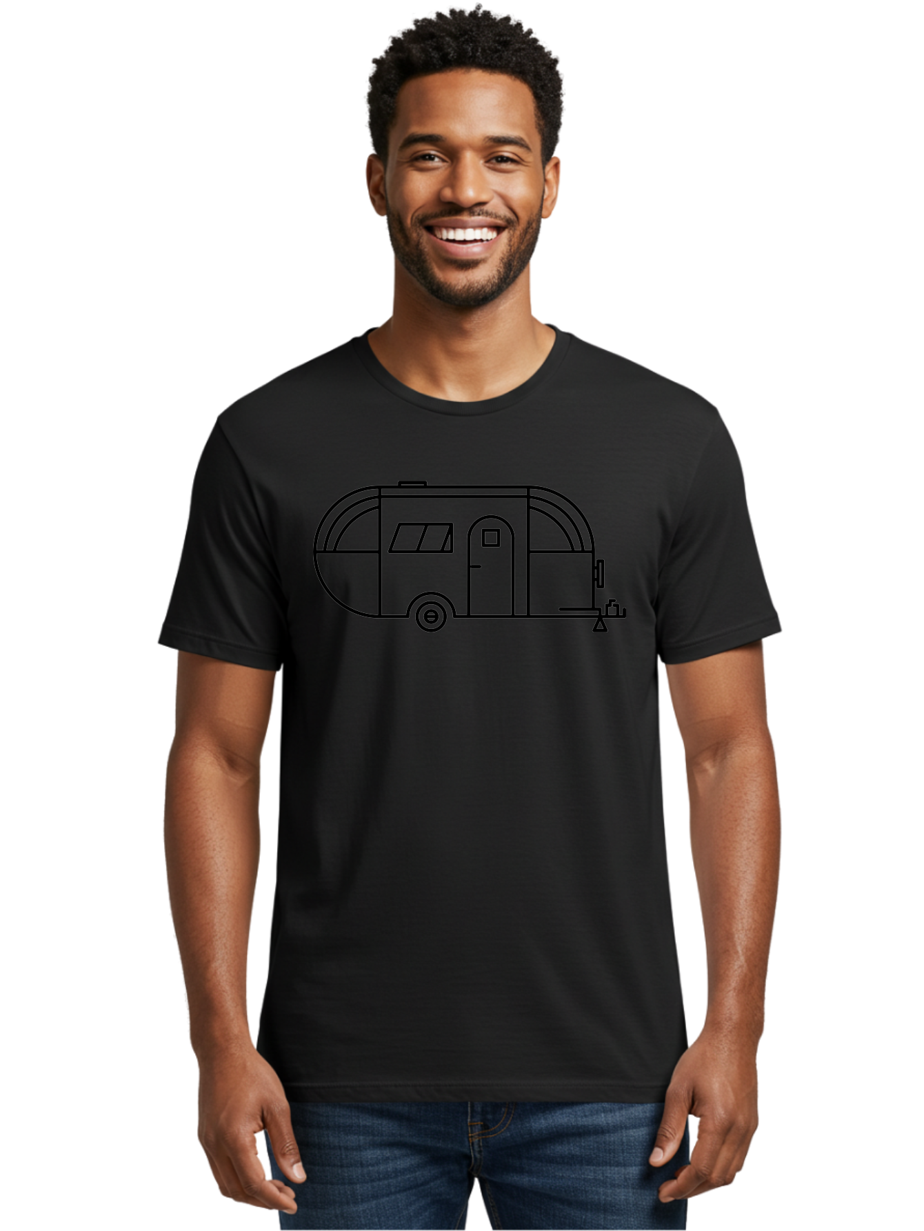 Teardrop-Trailer Men'S Graphic Tee, 100% Cotton, Comfortable Casual Summer Wear, Machine Washable, Teardrop Camper, Travel Trailer, Minimalist Design, Simple Lines, Outdoor Adventure, Camping, Retro Style, Travel, Vacation - Aaa209 30