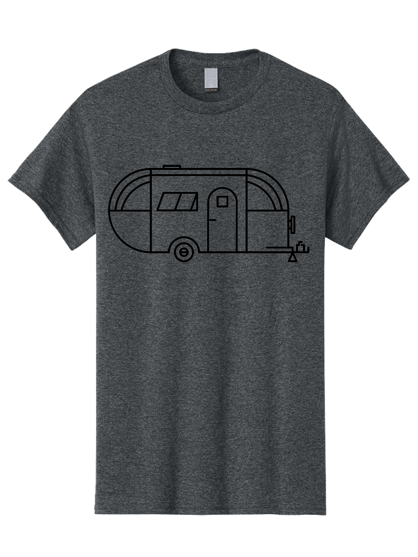 Teardrop-Trailer Men'S Graphic Tee, 100% Cotton, Comfortable Casual Summer Wear, Machine Washable, Teardrop Camper, Travel Trailer, Minimalist Design, Simple Lines, Outdoor Adventure, Camping, Retro Style, Travel, Vacation - Aaa209 3