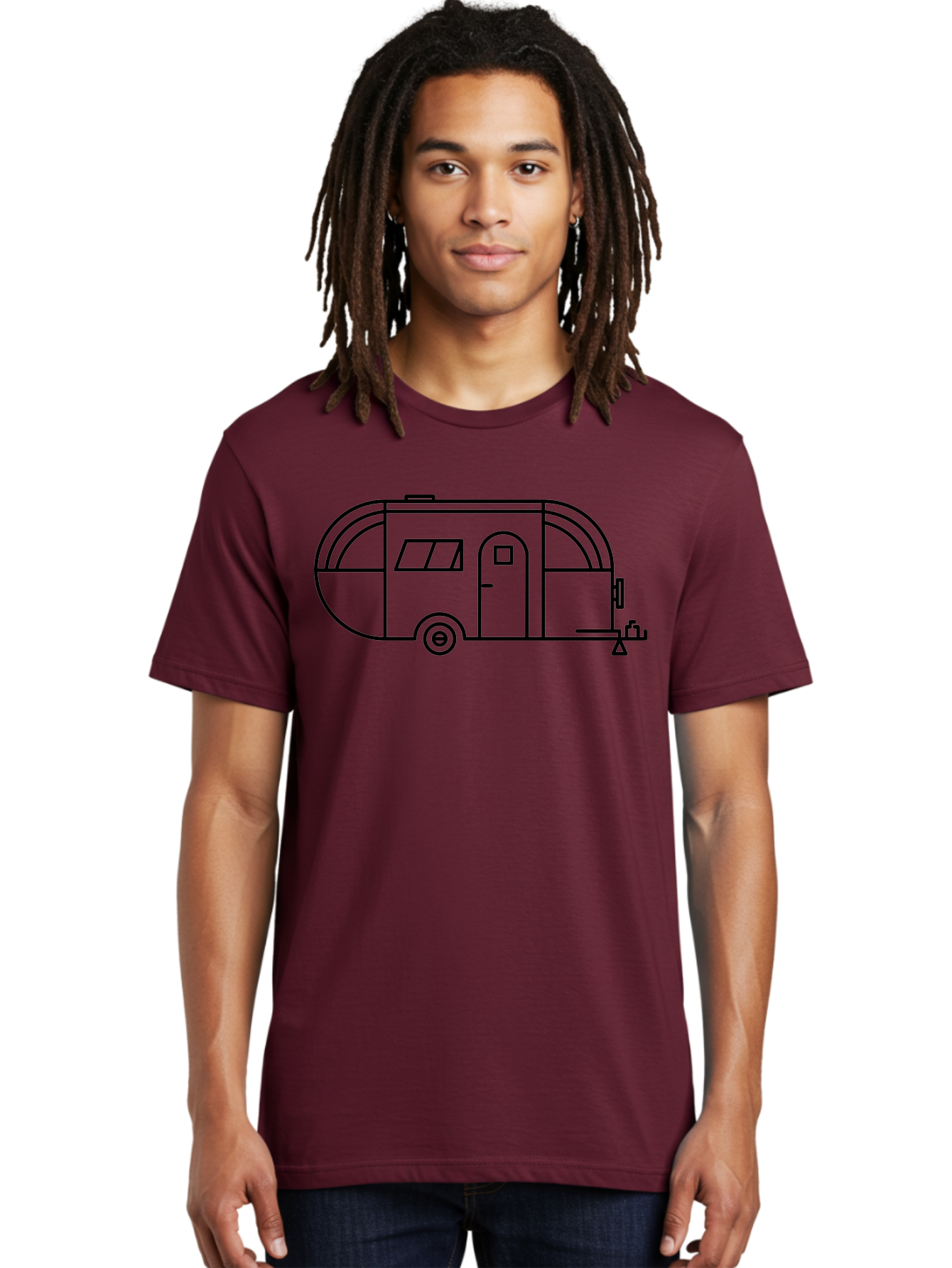 Teardrop-Trailer Men'S Graphic Tee, 100% Cotton, Comfortable Casual Summer Wear, Machine Washable, Teardrop Camper, Travel Trailer, Minimalist Design, Simple Lines, Outdoor Adventure, Camping, Retro Style, Travel, Vacation - Aaa209 20