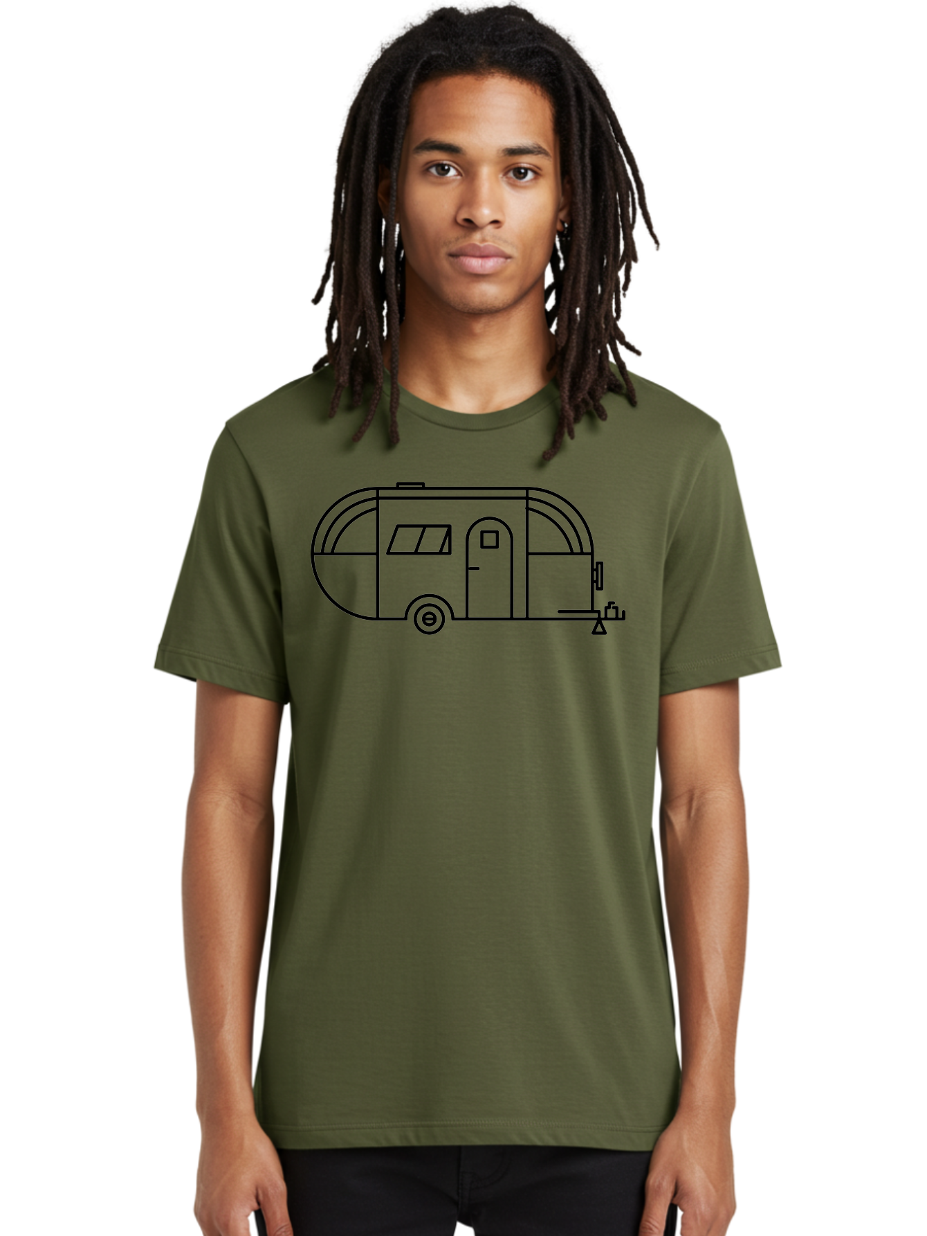 Teardrop-Trailer Men'S Graphic Tee, 100% Cotton, Comfortable Casual Summer Wear, Machine Washable, Teardrop Camper, Travel Trailer, Minimalist Design, Simple Lines, Outdoor Adventure, Camping, Retro Style, Travel, Vacation - Aaa209 10