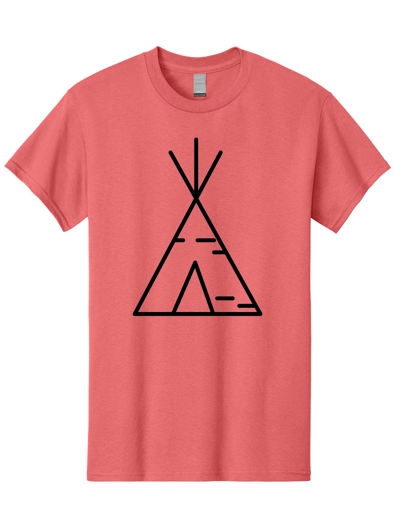 Tent-2 Men'S Graphic Tee, 100% Cotton, Comfortable Casual Summer Wear, Machine Washable, Teepee Icon, Camping Symbol, Minimalist Design, Tribal Inspiration, Simple Lines, Geometric Shape, Outdoor Adventure, Black Outline - Aaa212 25