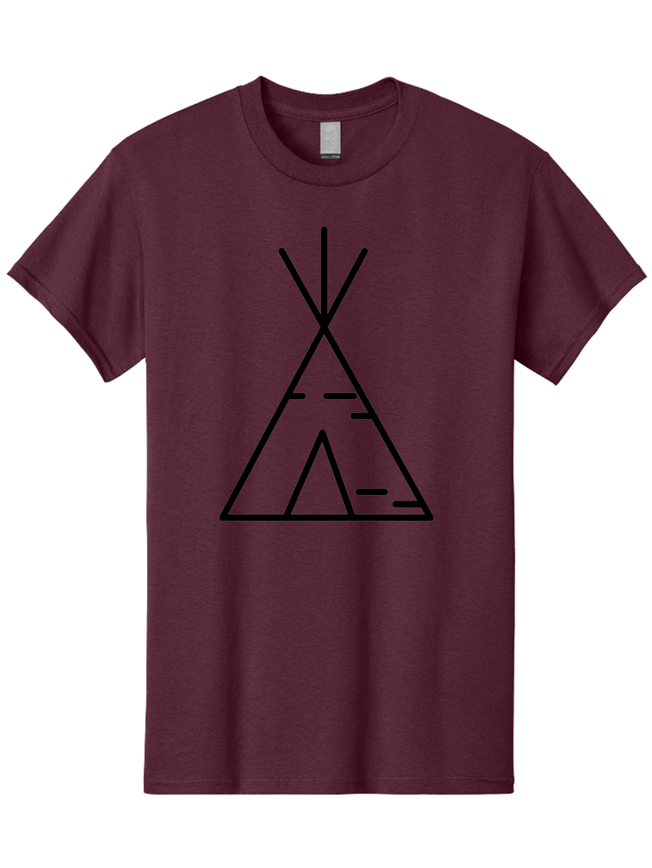 Tent-2 Men'S Graphic Tee, 100% Cotton, Comfortable Casual Summer Wear, Machine Washable, Teepee Icon, Camping Symbol, Minimalist Design, Tribal Inspiration, Simple Lines, Geometric Shape, Outdoor Adventure, Black Outline - Aaa212 7