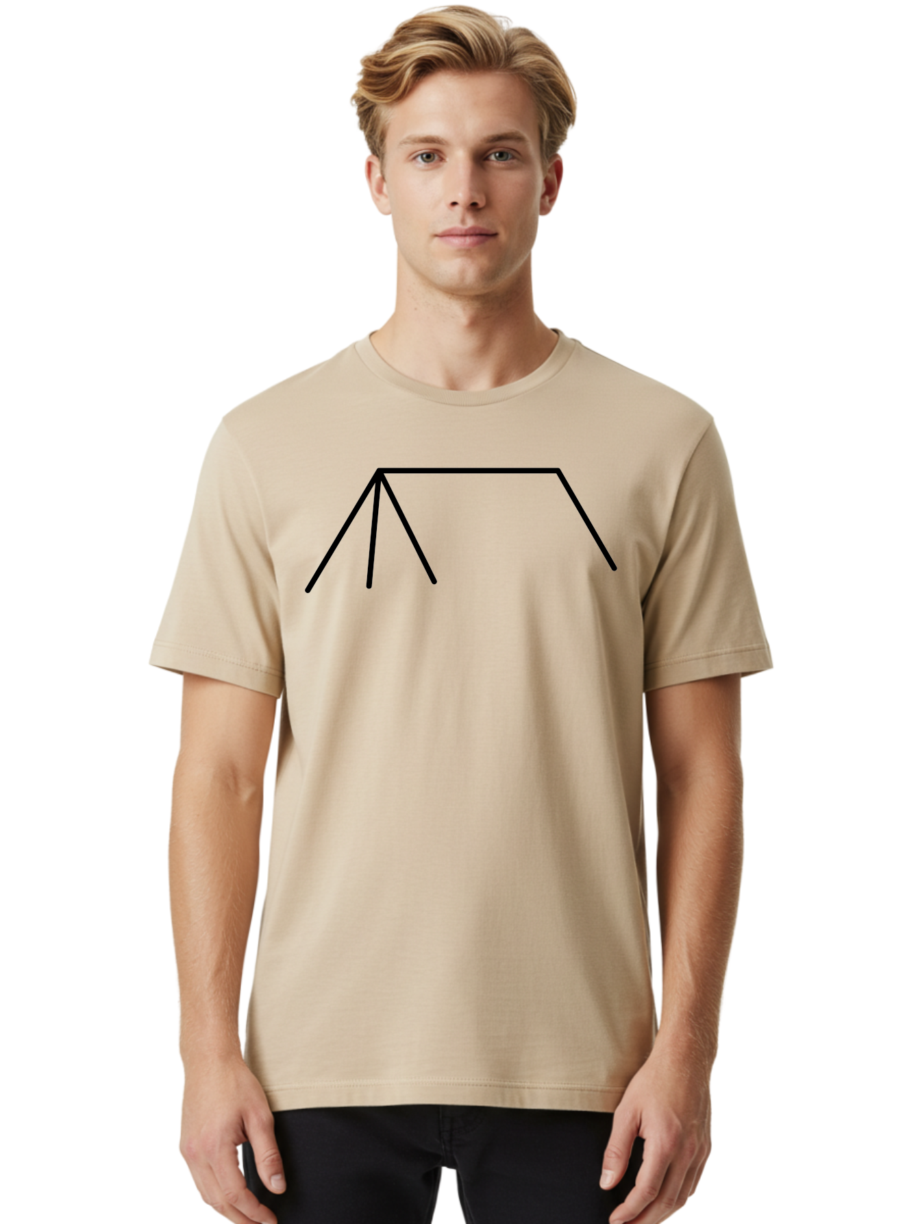 Tent-Icon Men'S Graphic Tee, 100% Cotton, Comfortable Casual Summer Wear, Machine Washable, Simple House Outline, Minimalist Design, Black Lines, Geometric Shapes, Modern Architecture, House Icon, Simple Home - Aaa216 28