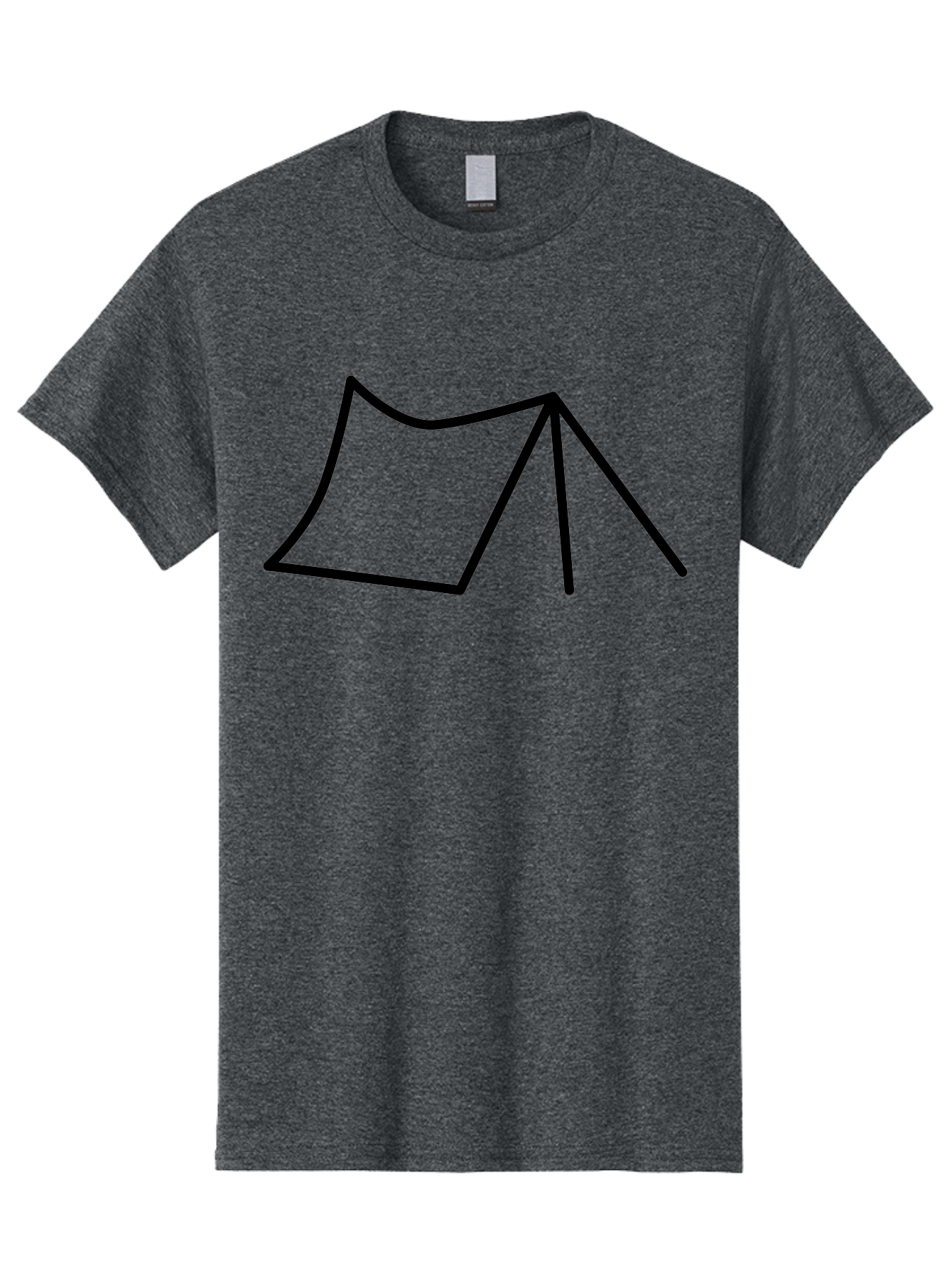 Tent-Illustration Men'S Graphic Tee, 100% Cotton, Comfortable Casual Summer Wear, Machine Washable, Simple Tent Drawing, Minimalist Design, Camping Symbol, Outline Illustration, Black Lines, Geometric Shape, Outdoor Adventure - Aaa217 25