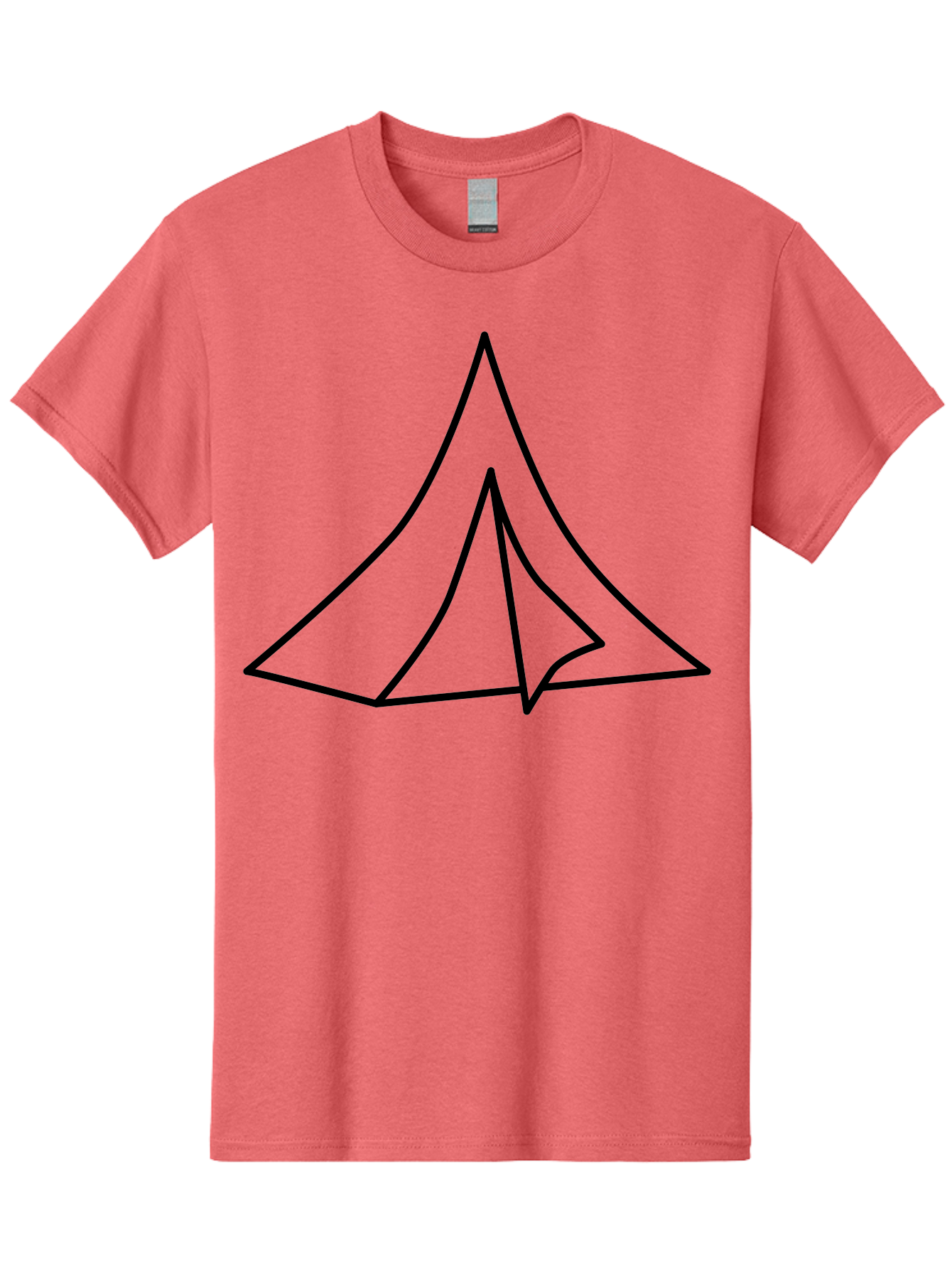 Tent Men'S Graphic Tee, 100% Cotton, Comfortable Casual Summer Wear, Machine Washable, Simple Tent Illustration, Camping Symbol, Minimalist Design, Black Outline, Geometric Shapes, Triangular Form, Outdoor Adventure - Aaa218 25