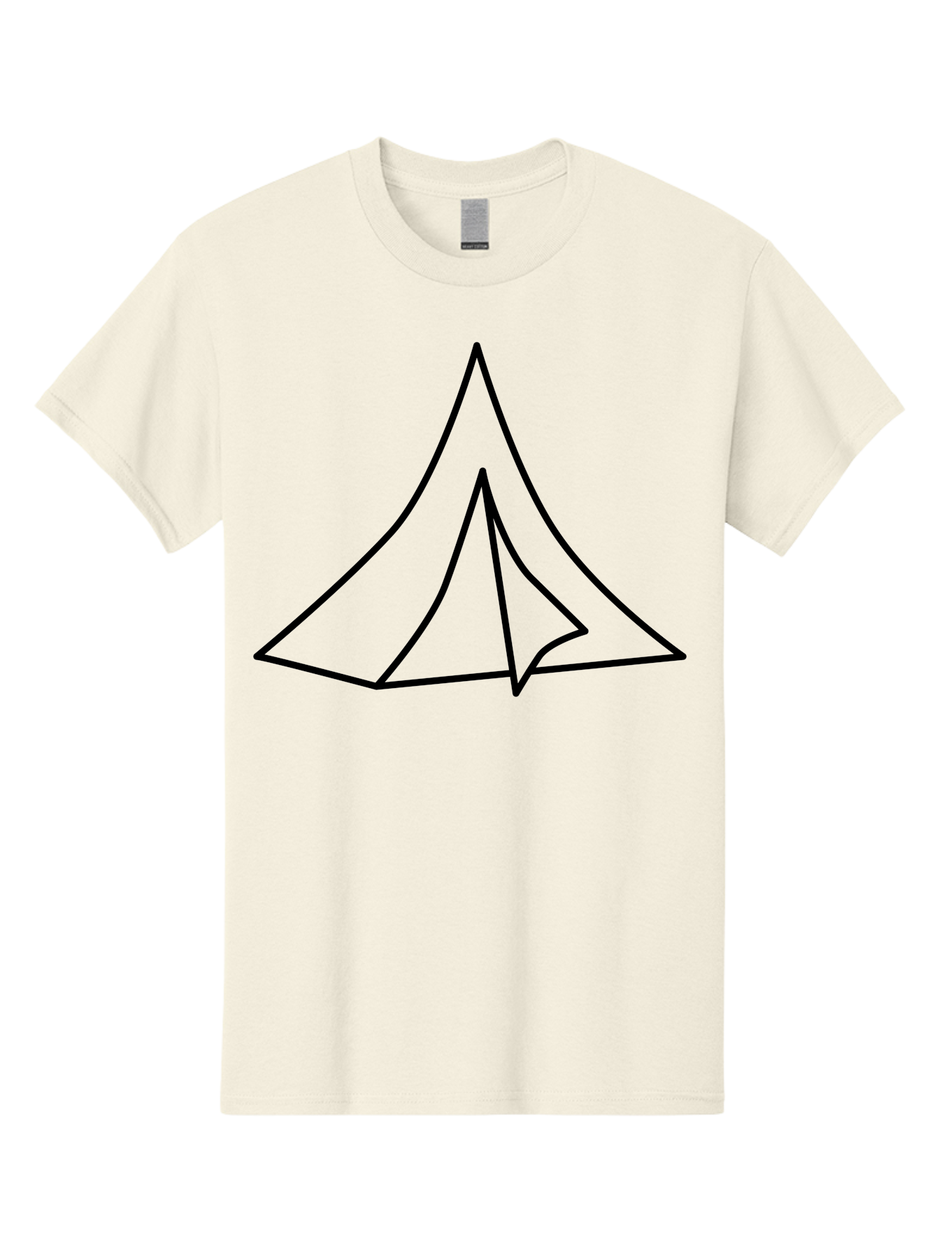 Tent Men'S Graphic Tee, 100% Cotton, Comfortable Casual Summer Wear, Machine Washable, Simple Tent Illustration, Camping Symbol, Minimalist Design, Black Outline, Geometric Shapes, Triangular Form, Outdoor Adventure - Aaa218 17