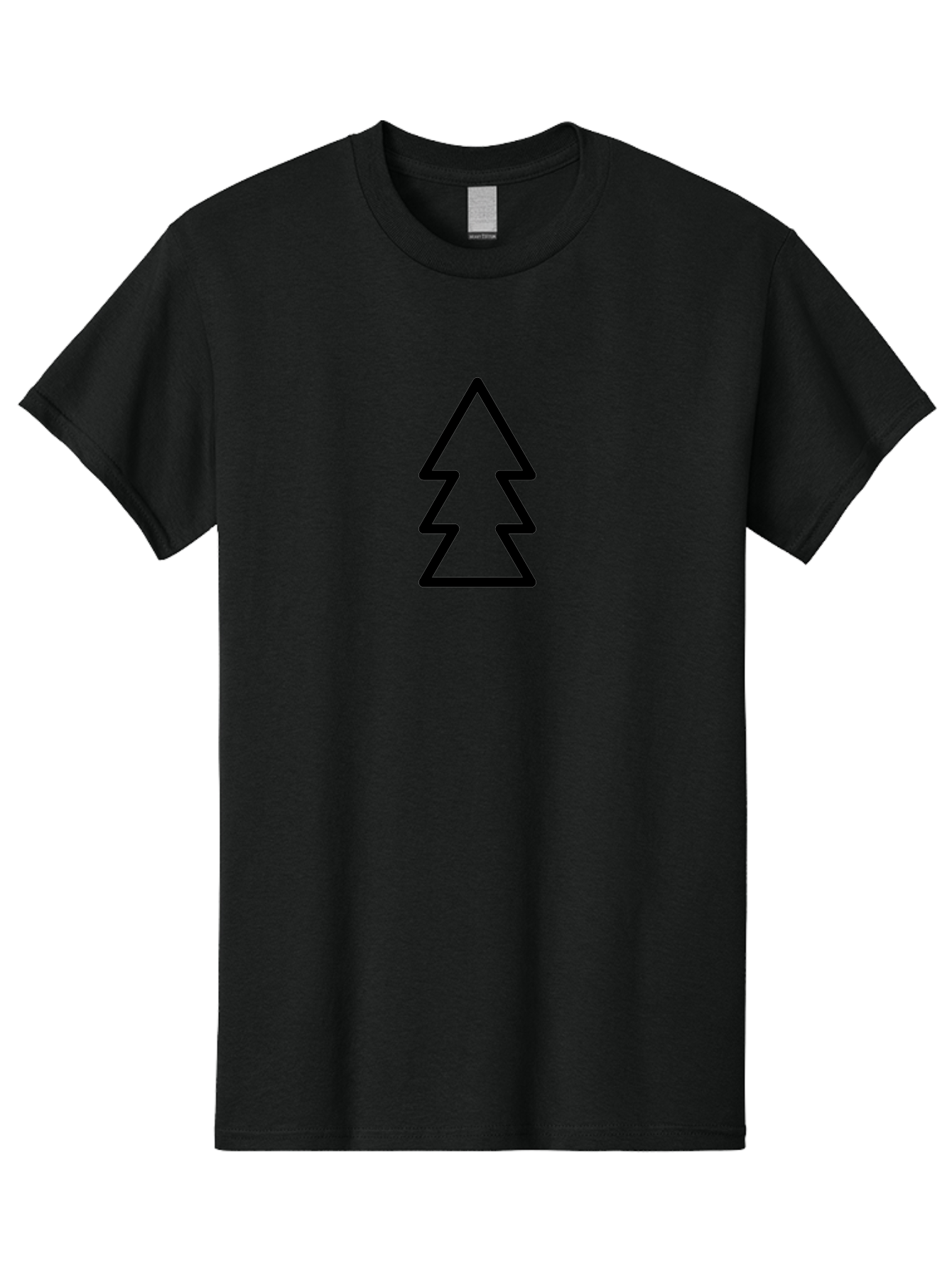 Tree-Logo Men'S Graphic Tee, 100% Cotton, Comfortable Casual Summer Wear, Machine Washable, Christmas Tree, Festive Symbol, Holiday Icon, Simple Design, Minimalist Art, Black Outline, Winter Theme - Aaa222 3