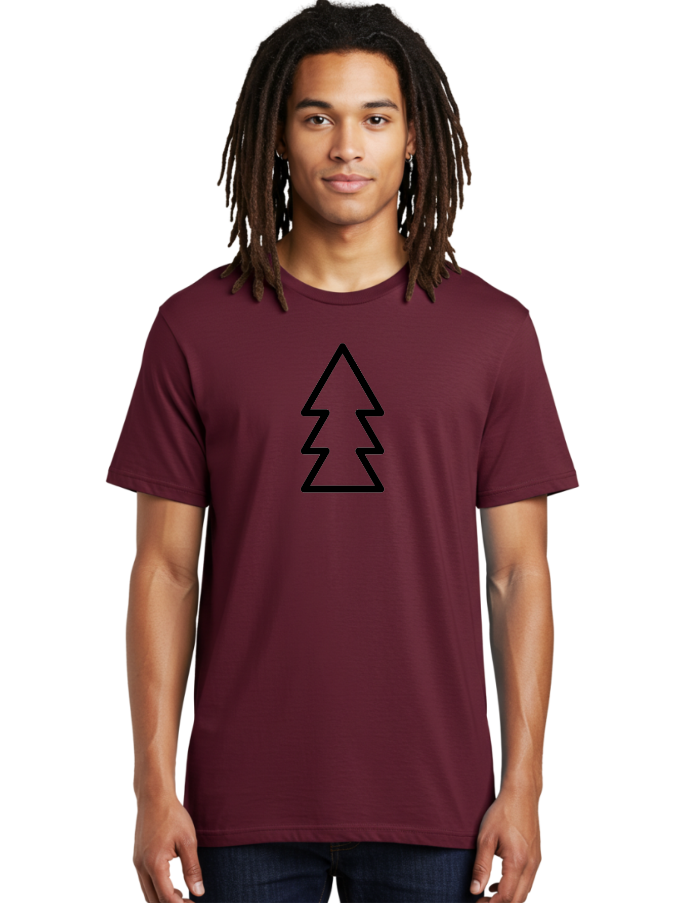 Tree-Logo Men'S Graphic Tee, 100% Cotton, Comfortable Casual Summer Wear, Machine Washable, Christmas Tree, Festive Symbol, Holiday Icon, Simple Design, Minimalist Art, Black Outline, Winter Theme - Aaa222 8