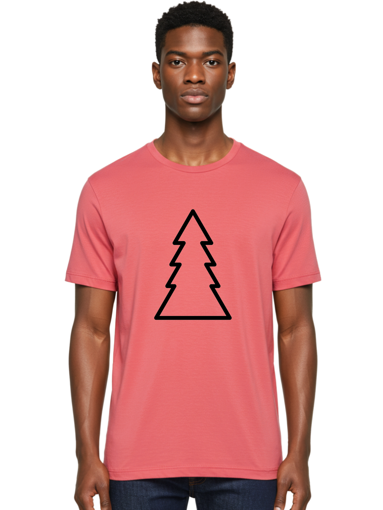 Tree-Outline Men'S Graphic Tee, 100% Cotton, Comfortable Casual Summer Wear, Machine Washable, Christmas Tree, Tree Outline, Simple Design, Minimalist Art, Black Outline, Festive Symbol, Holiday Decoration, Graphic Icon - Aaa223 16