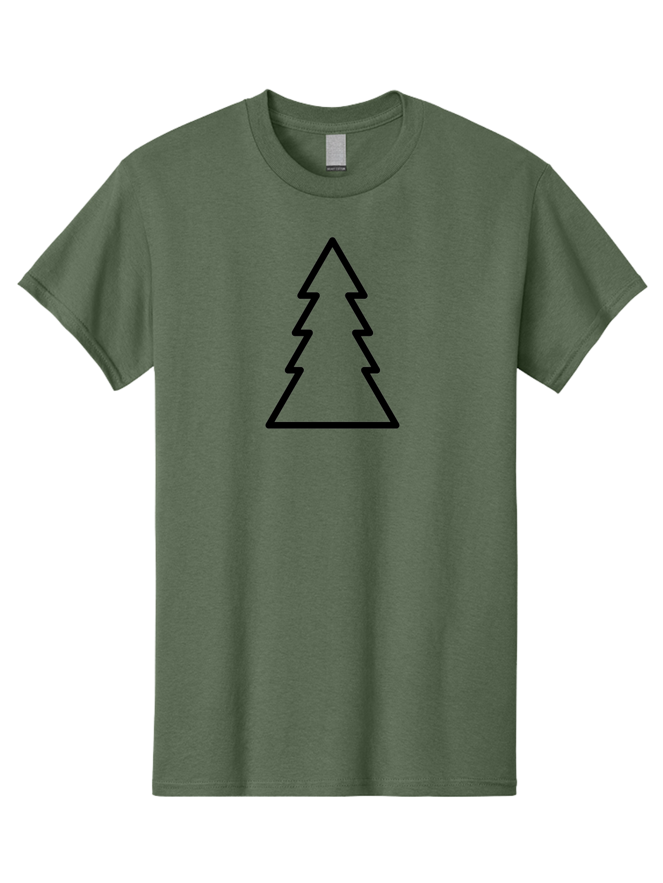 Tree-Outline Men'S Graphic Tee, 100% Cotton, Comfortable Casual Summer Wear, Machine Washable, Christmas Tree, Tree Outline, Simple Design, Minimalist Art, Black Outline, Festive Symbol, Holiday Decoration, Graphic Icon - Aaa223 23