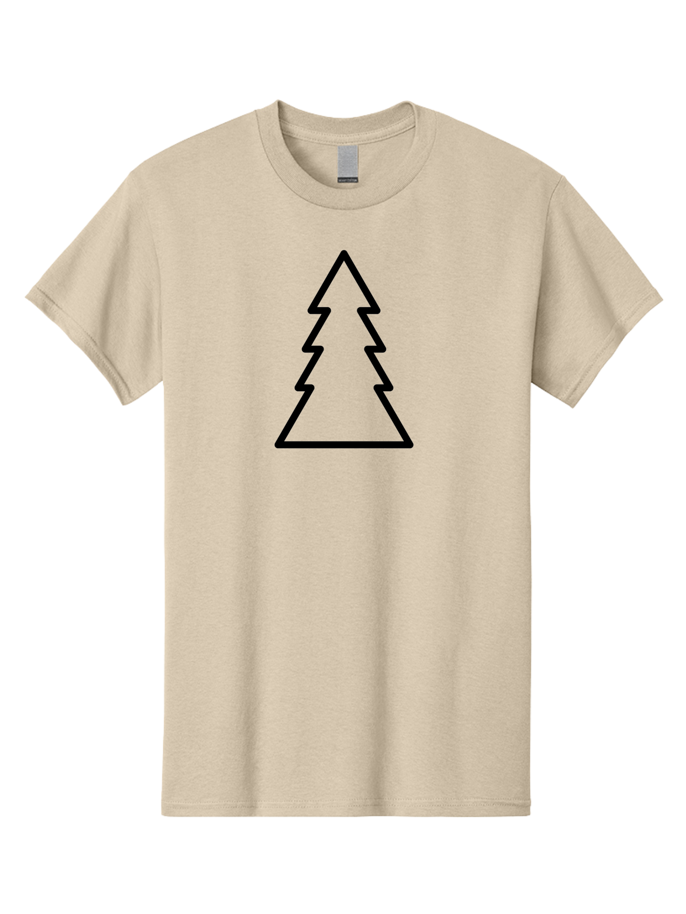Tree-Outline Men'S Graphic Tee, 100% Cotton, Comfortable Casual Summer Wear, Machine Washable, Christmas Tree, Tree Outline, Simple Design, Minimalist Art, Black Outline, Festive Symbol, Holiday Decoration, Graphic Icon - Aaa223 25