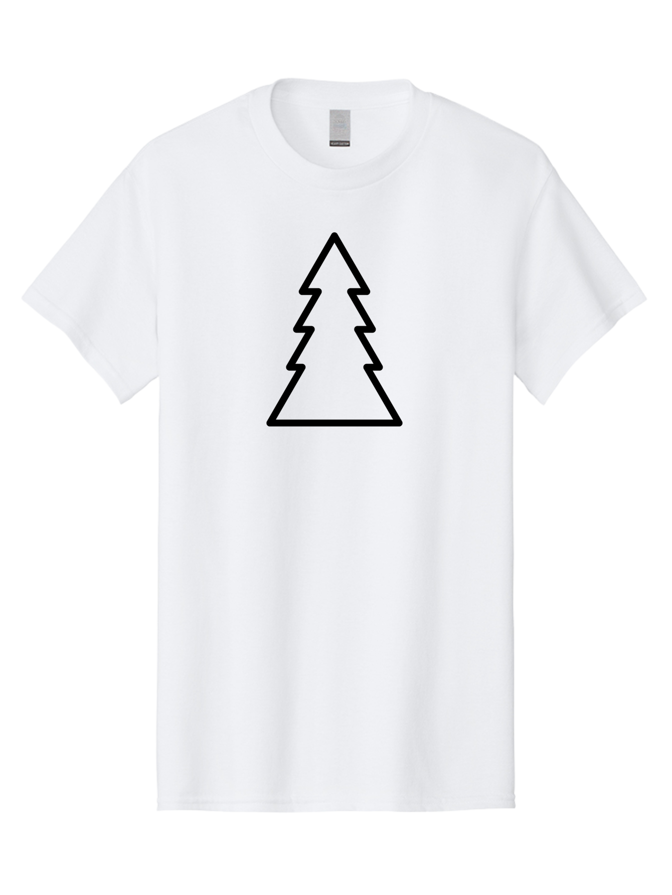 Tree-Outline Men'S Graphic Tee, 100% Cotton, Comfortable Casual Summer Wear, Machine Washable, Christmas Tree, Tree Outline, Simple Design, Minimalist Art, Black Outline, Festive Symbol, Holiday Decoration, Graphic Icon - Aaa223 3