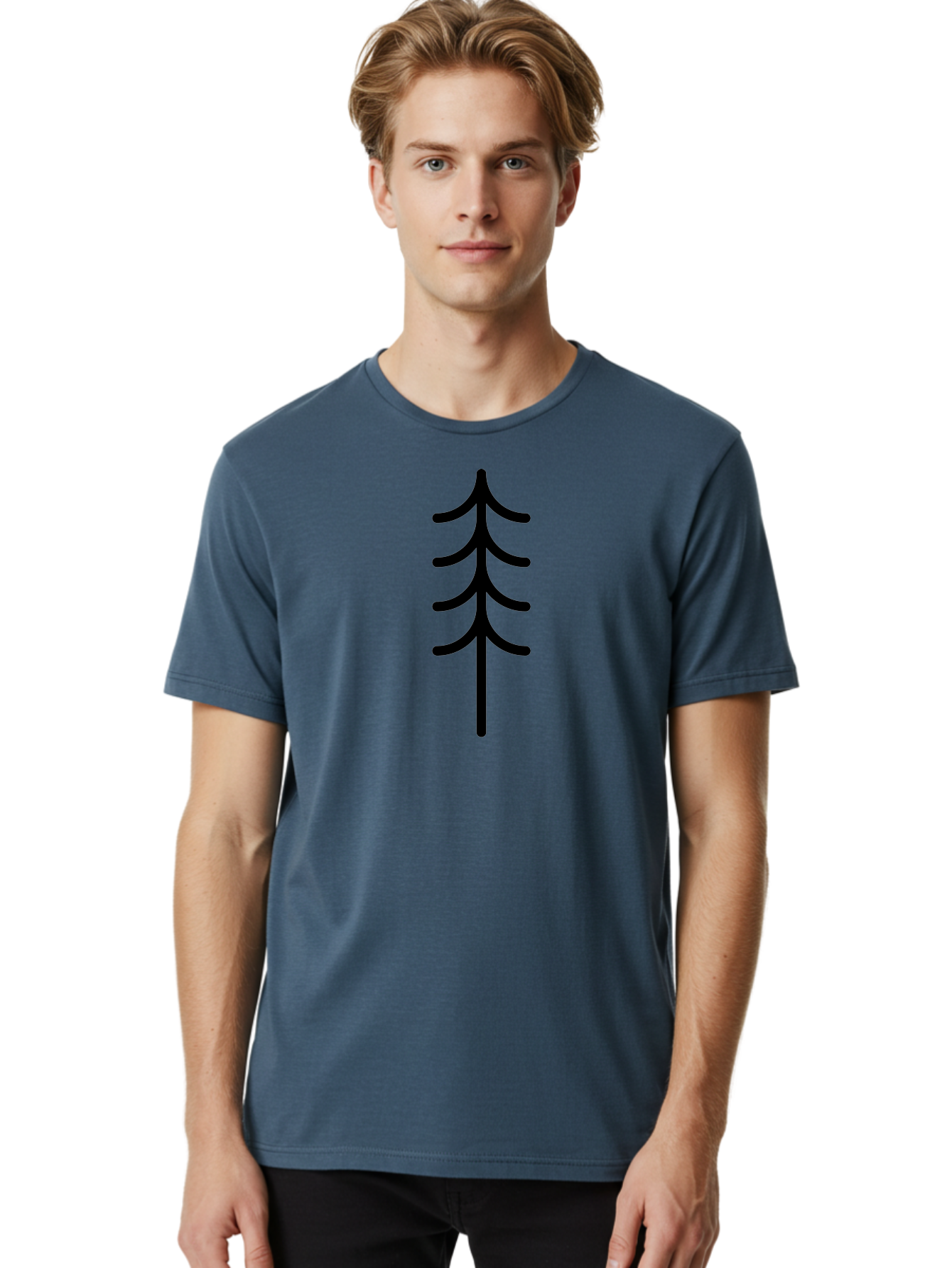Tree-Silhouette Men'S Graphic Tee, 100% Cotton, Comfortable Casual Summer Wear, Machine Washable, Tree Silhouette, Black Tree, Minimalist Design, Simple Shape, Evergreen Tree, Stylized Tree, Forest Icon, Nature Symbol - Aaa224 10