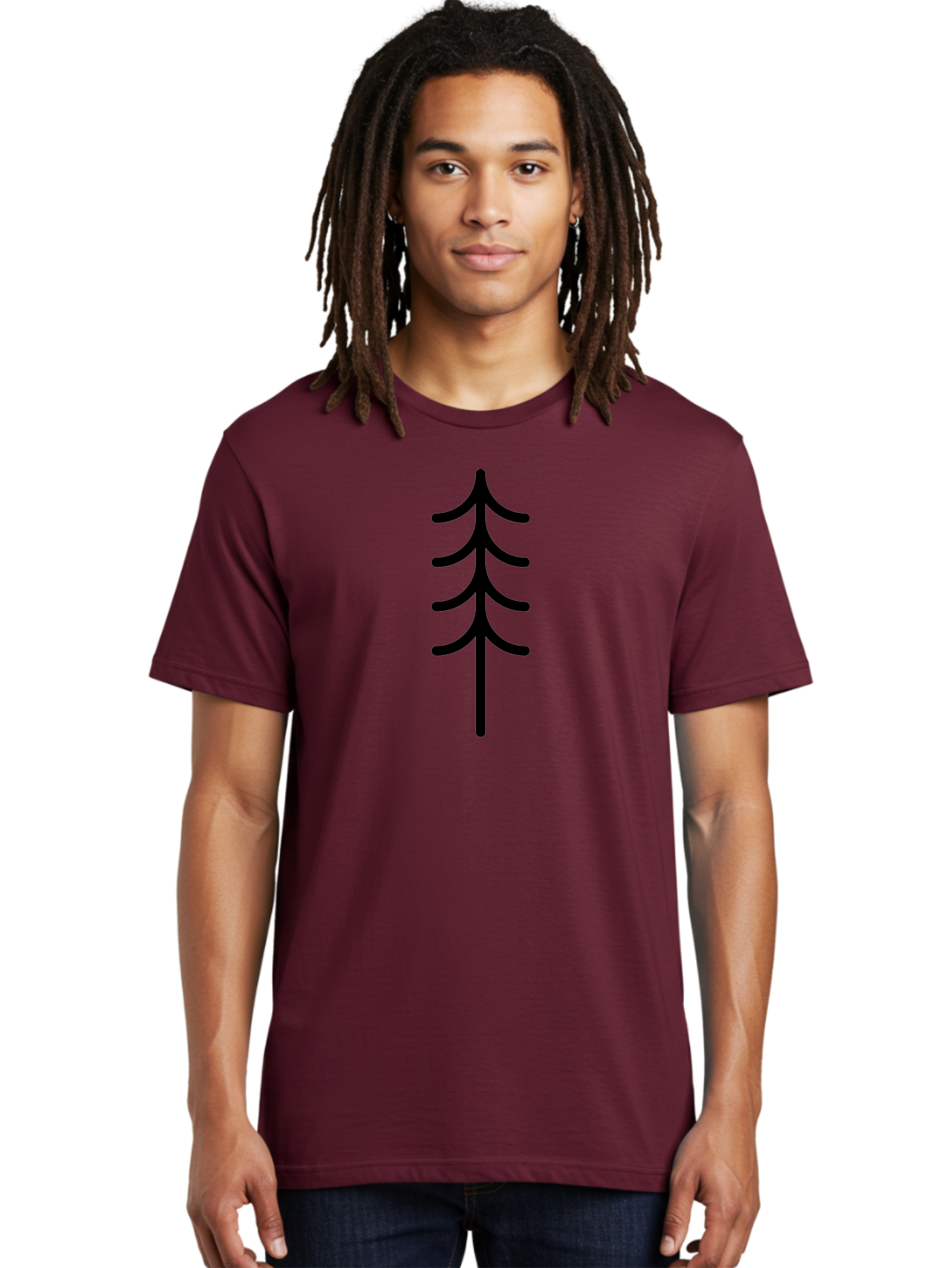 Tree-Silhouette Men'S Graphic Tee, 100% Cotton, Comfortable Casual Summer Wear, Machine Washable, Tree Silhouette, Black Tree, Minimalist Design, Simple Shape, Evergreen Tree, Stylized Tree, Forest Icon, Nature Symbol - Aaa224 6