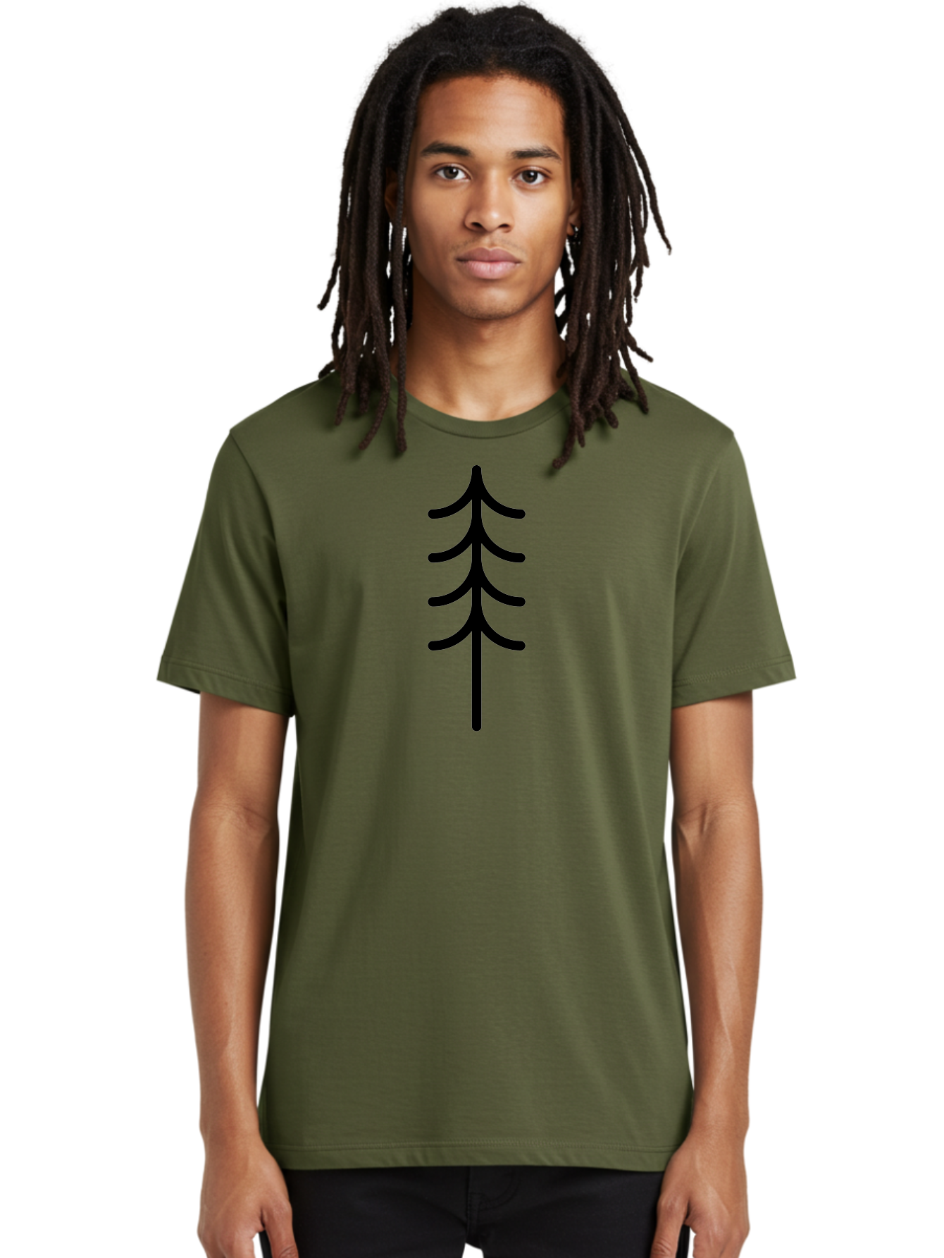 Tree-Silhouette Men'S Graphic Tee, 100% Cotton, Comfortable Casual Summer Wear, Machine Washable, Tree Silhouette, Black Tree, Minimalist Design, Simple Shape, Evergreen Tree, Stylized Tree, Forest Icon, Nature Symbol - Aaa224 20