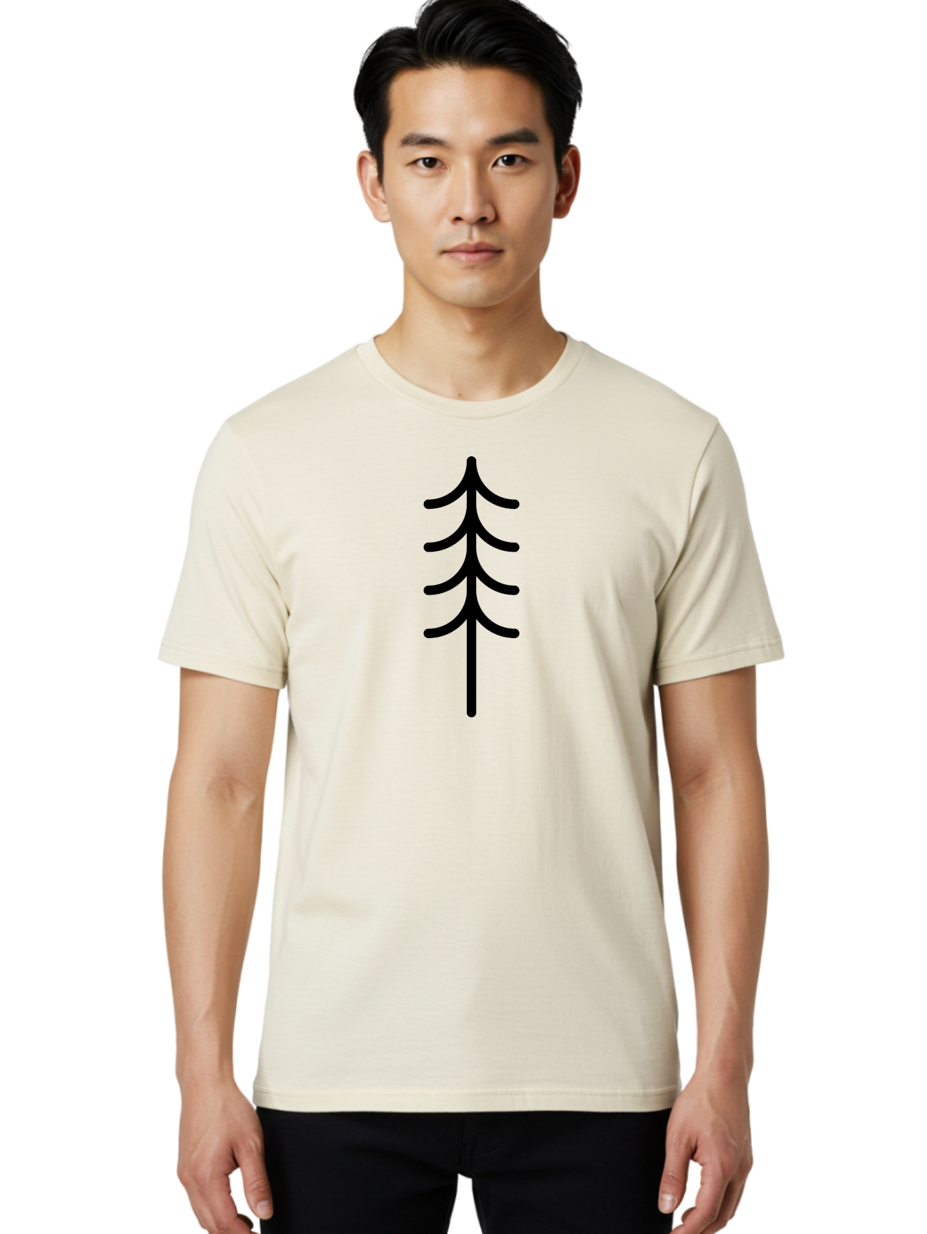 Tree-Silhouette Men'S Graphic Tee, 100% Cotton, Comfortable Casual Summer Wear, Machine Washable, Tree Silhouette, Black Tree, Minimalist Design, Simple Shape, Evergreen Tree, Stylized Tree, Forest Icon, Nature Symbol - Aaa224 22